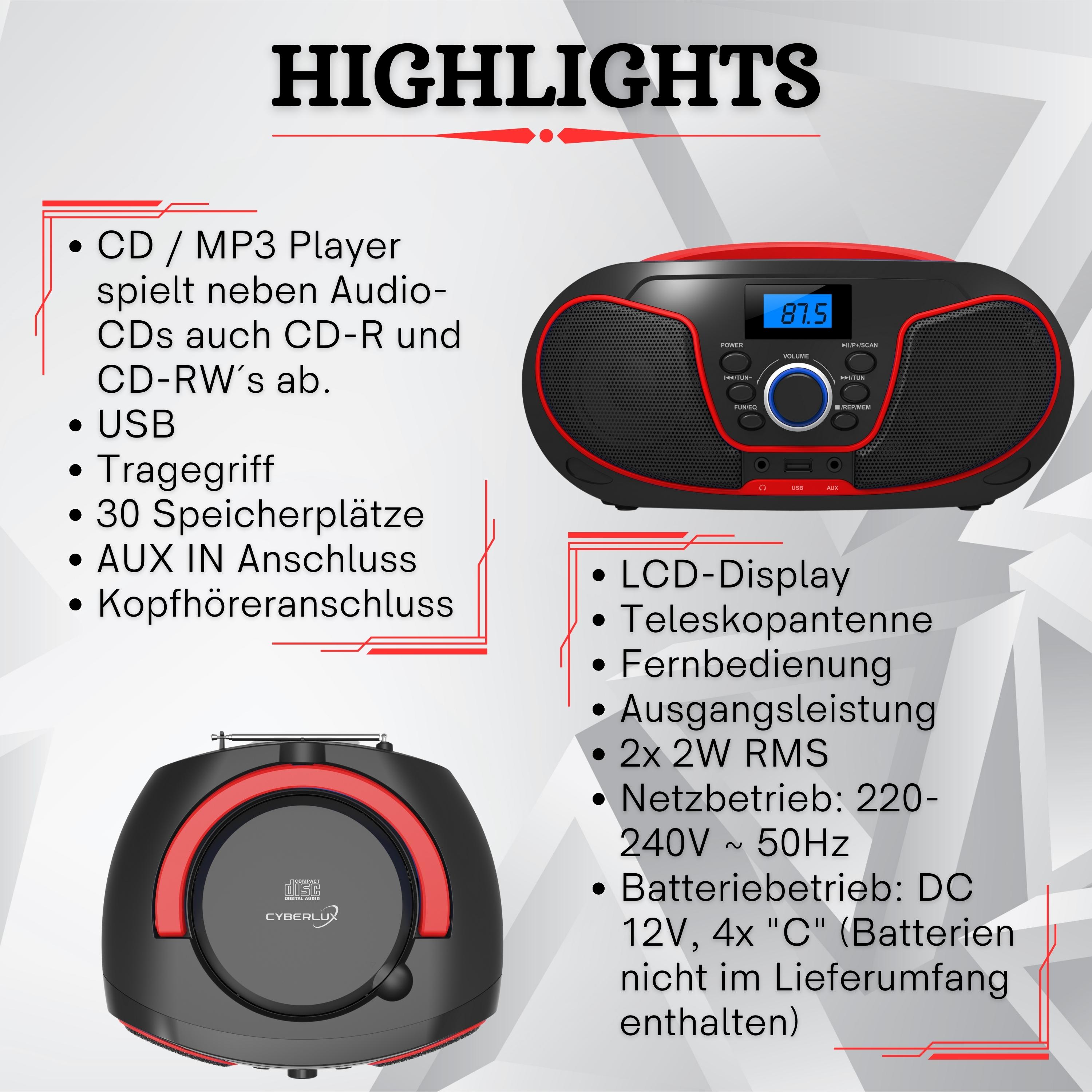 Cyberlux CL-2100 CD-Player Rot