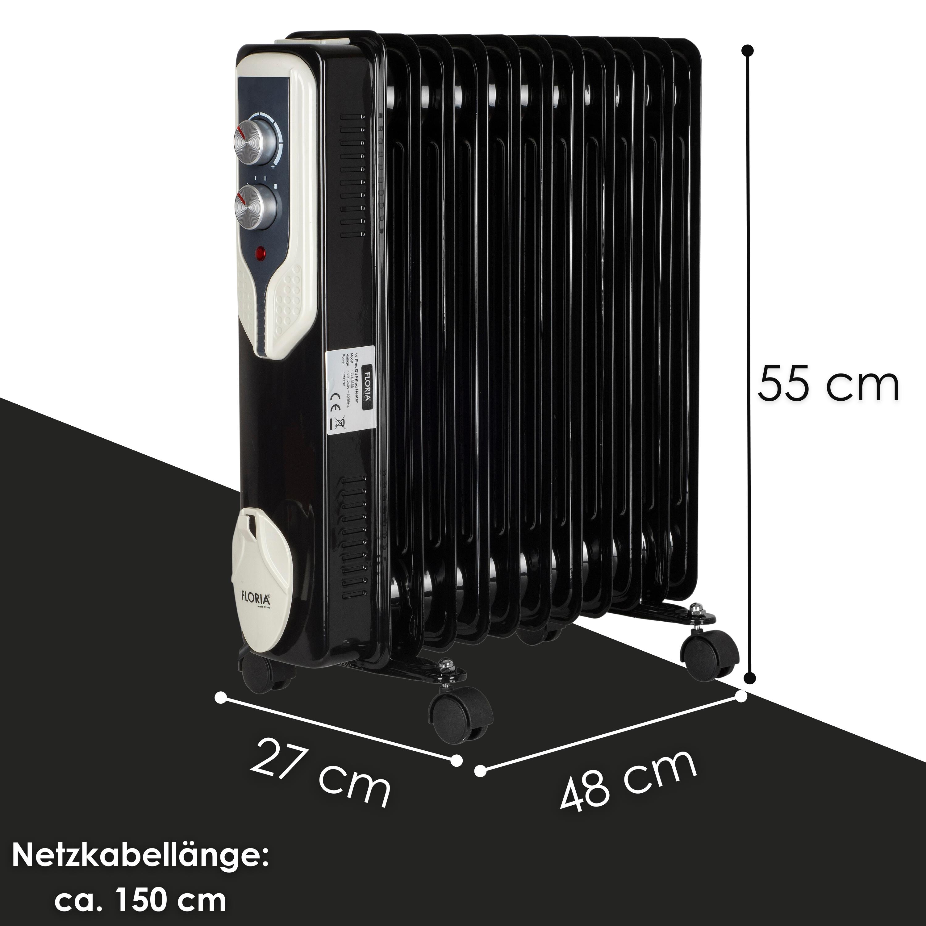 Zilan 11 Rippen Öl Radiator 2500 Watt| Elektroheizung | Heizstrahler