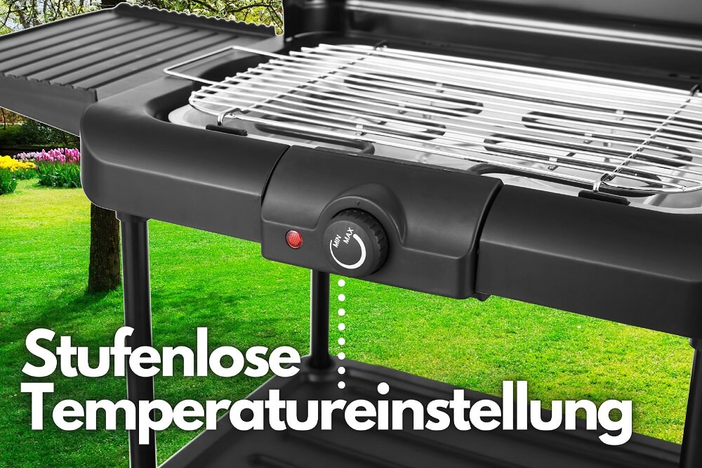 Steinborg 2in1 elektrischer Standgrill große Ablageflächen 2.000 Watt