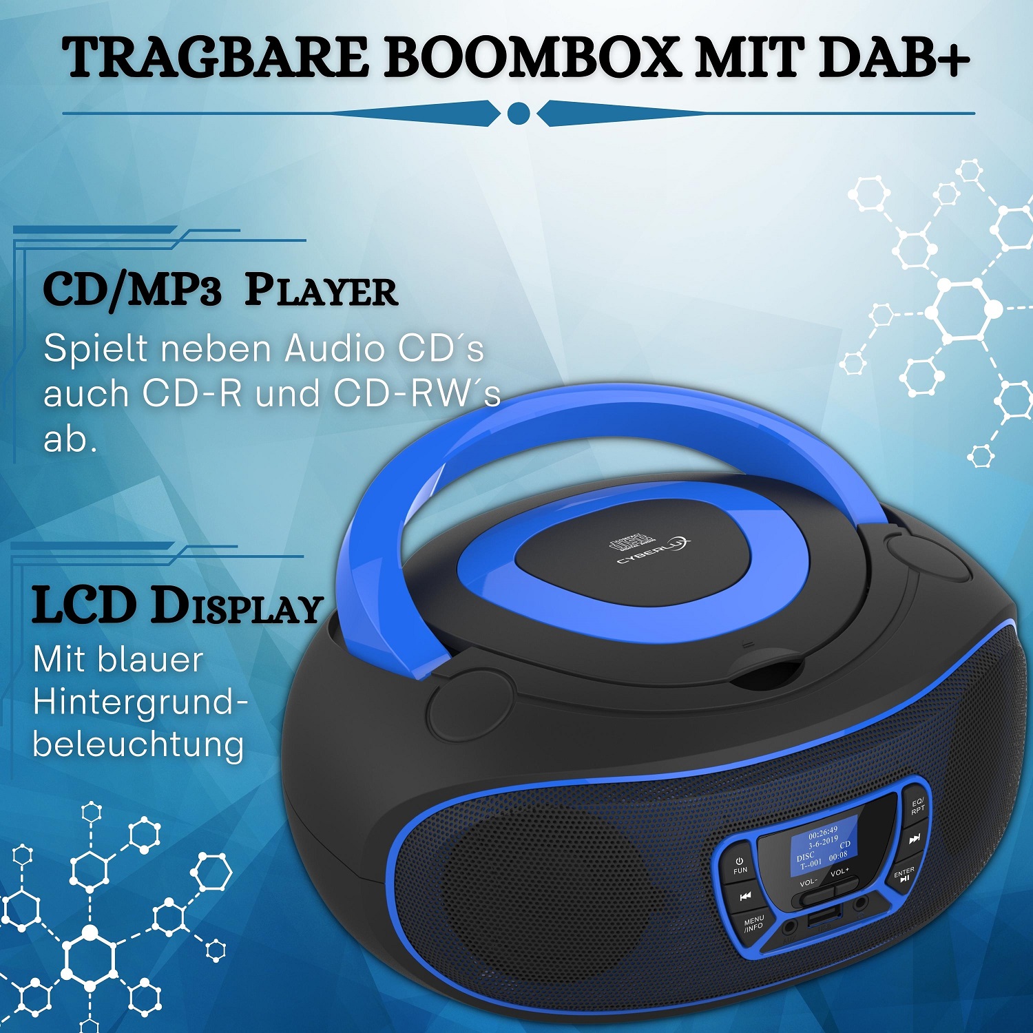 Cyberlux CL-750 CD-Player DAB+ Blau