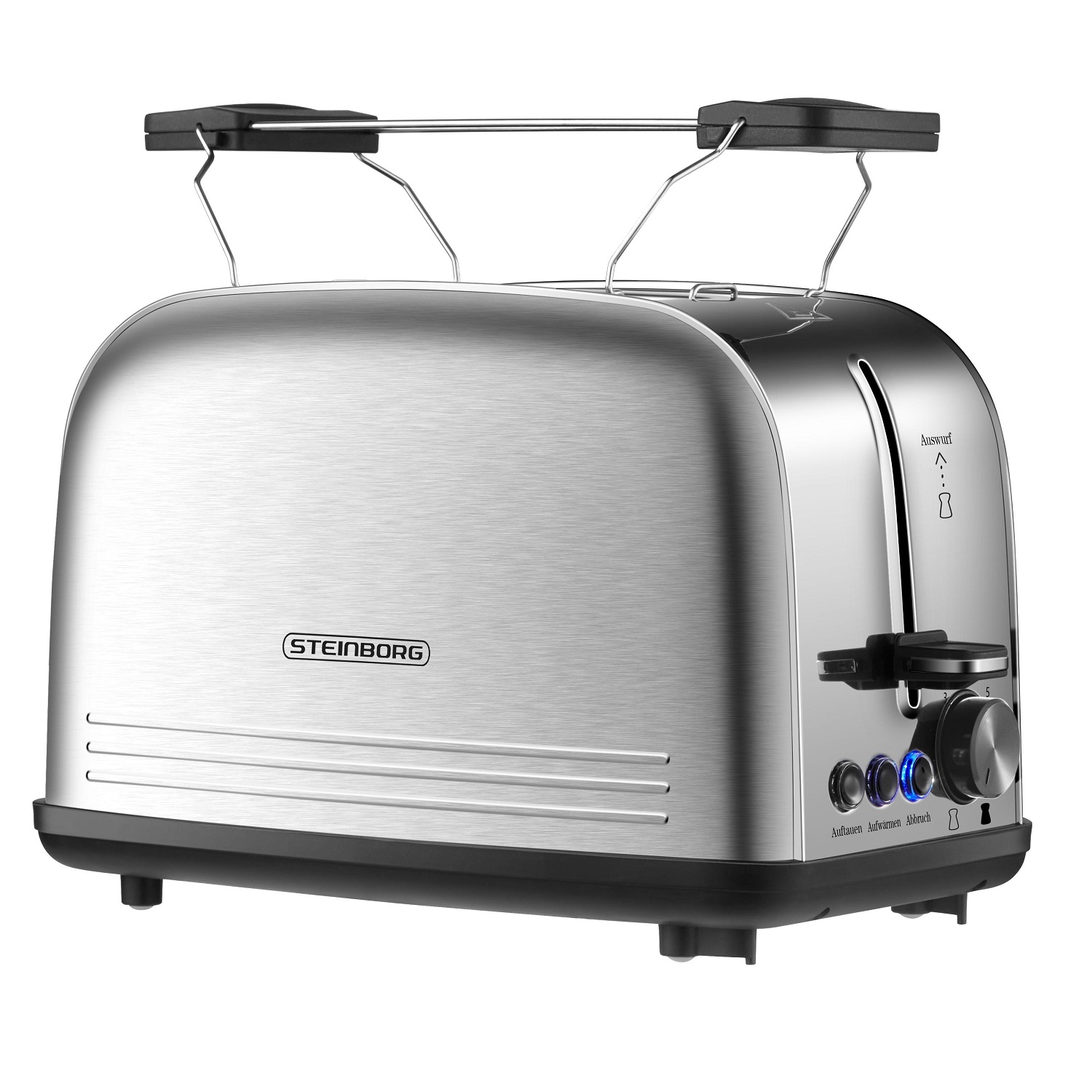 Steinborg 2 Scheiben Edelstahl Toaster | Mit Brötchenaufsatz