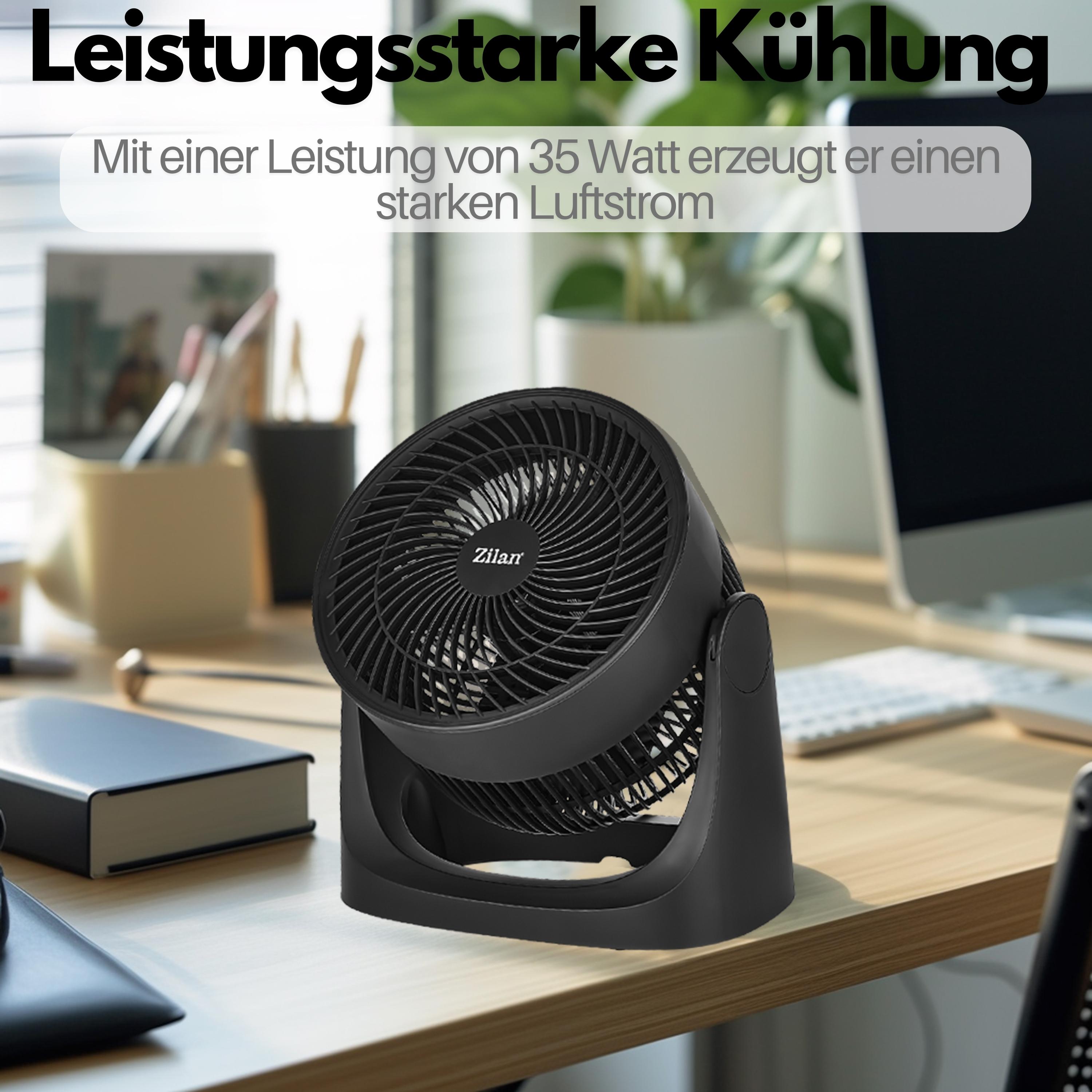 Zilan Tischventilator sehr leise | Ventilator klein | 3 Stufen