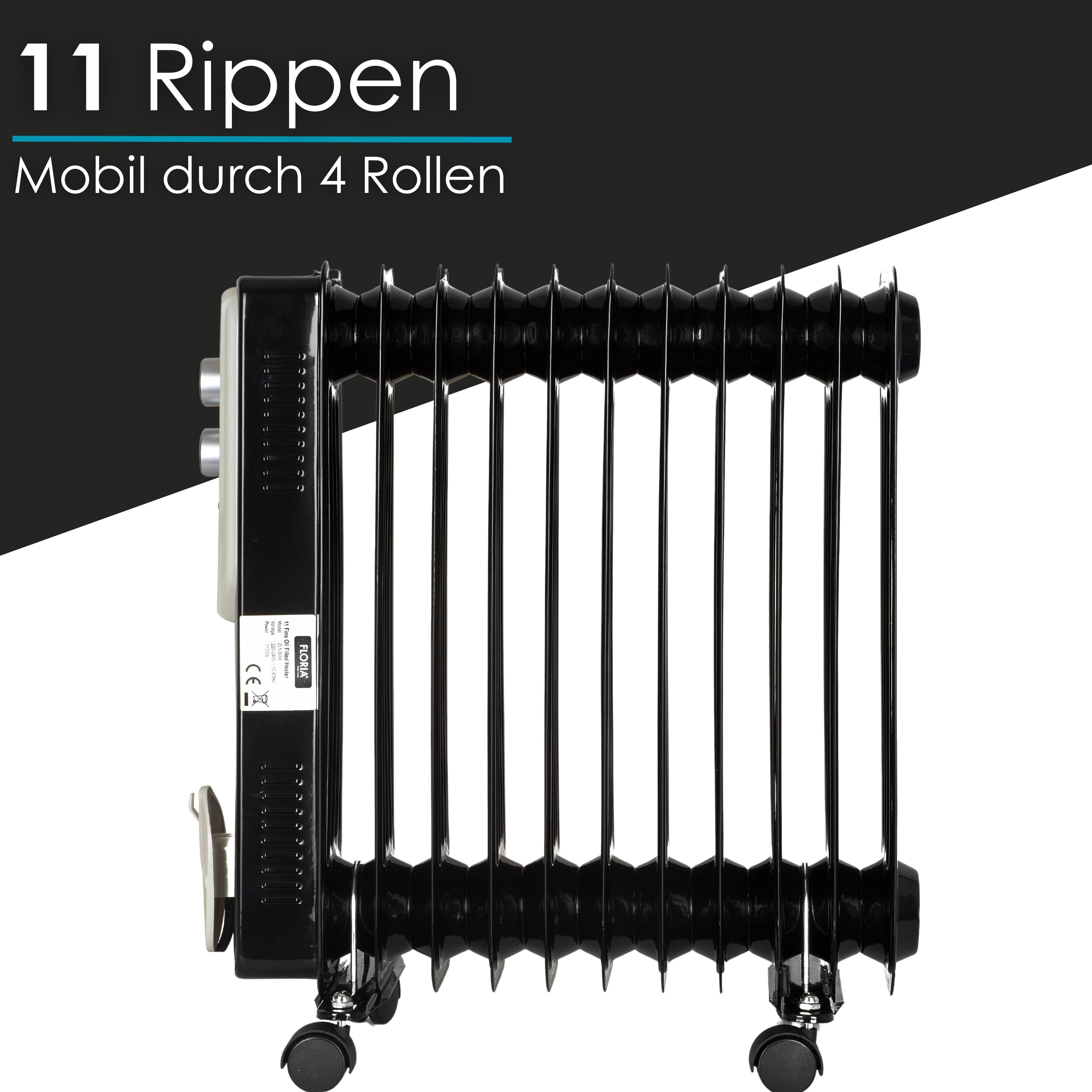 Zilan 11 Rippen Öl Radiator 2500 Watt| Elektroheizung | Heizstrahler