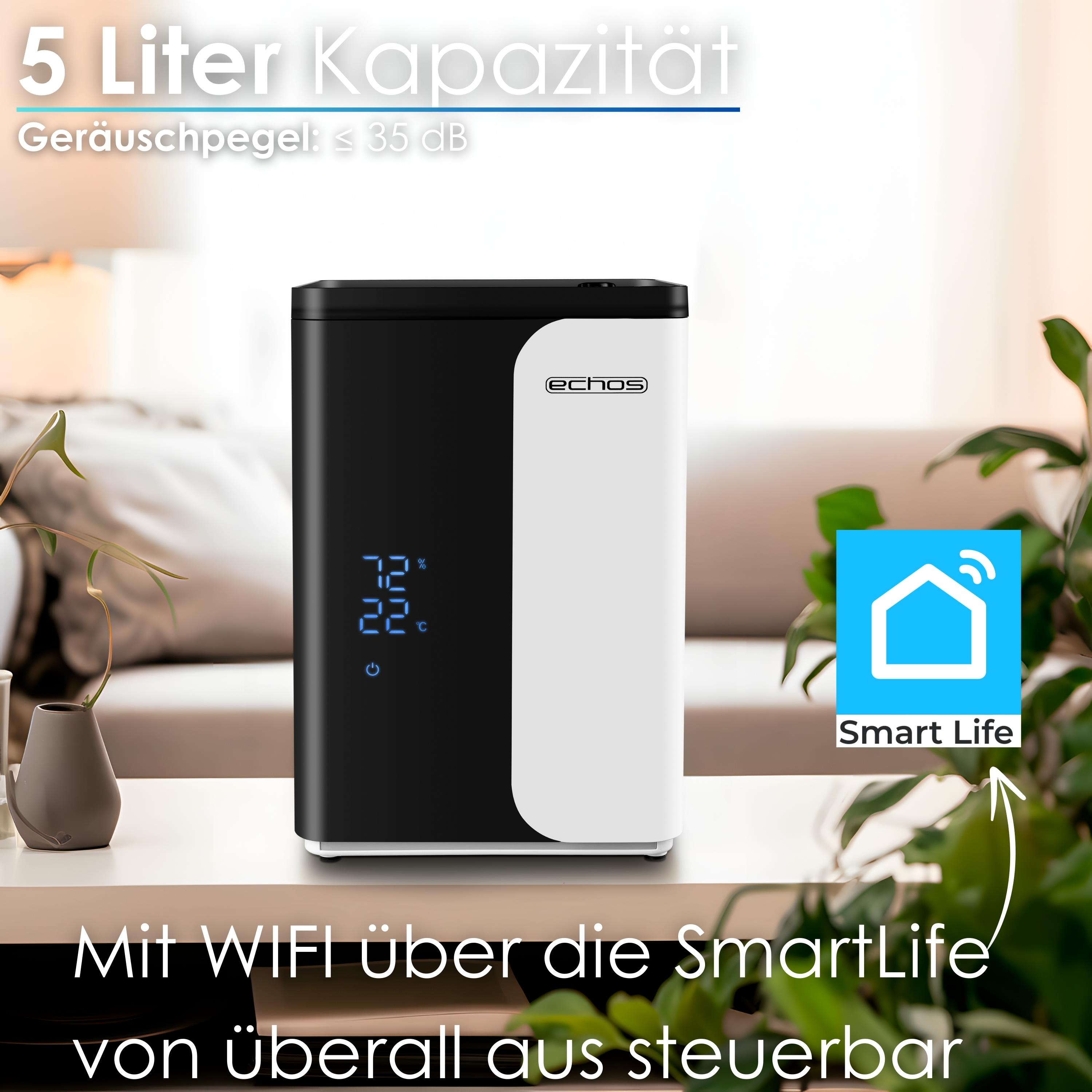 Echos Ultraschall Luftbefeuchter 5 Liter WIFI Smart Life App