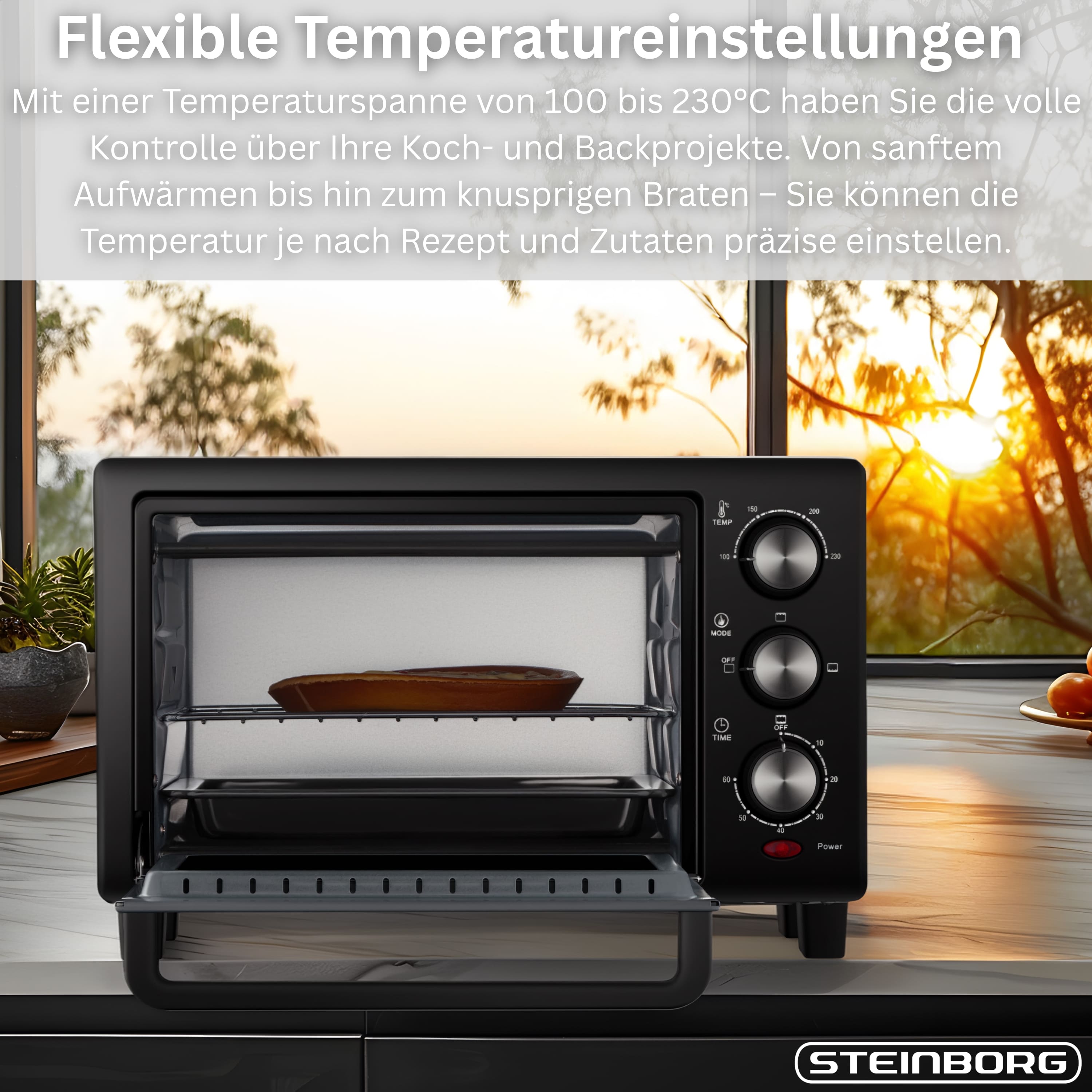 Steinborg Minibackofen 15L | 1200 Watt | 60 min Timer