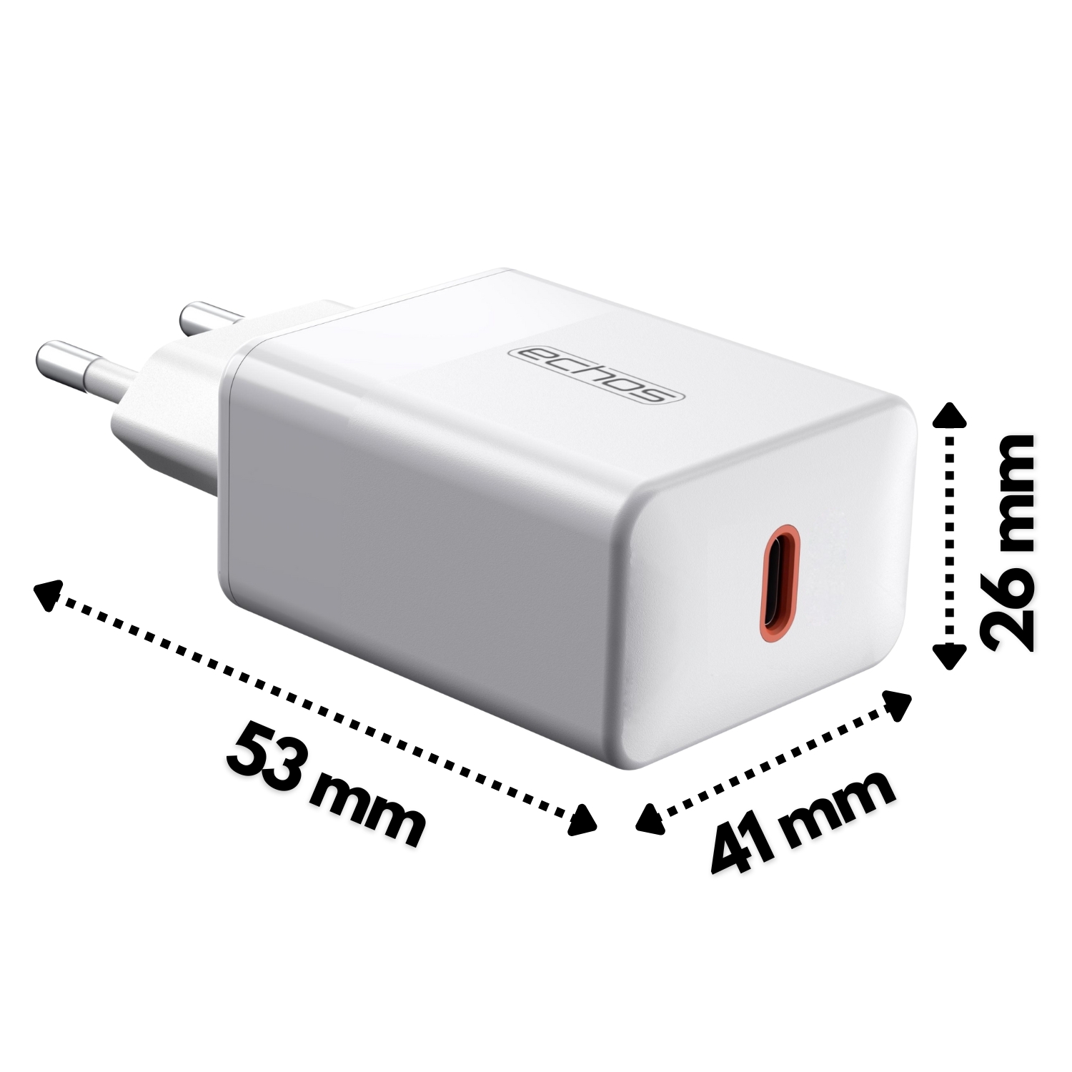 Echos Eco-4040 USB-C Schnellladegerät 20W weiß Echos Eco-4040 USB-C Schnellladegerät 20W weiß