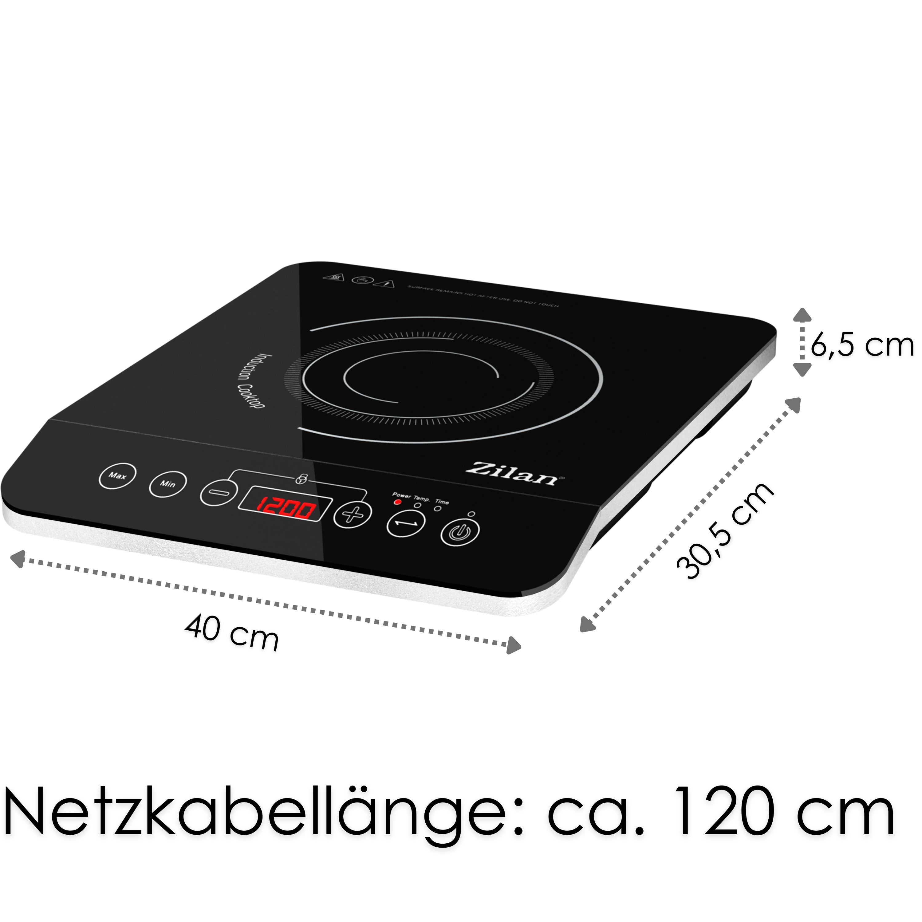 Zilan Induktionskochfeld 1 Platte | Einzelinduktionskochfeld | Induktionskochplatte | 2000 Watt