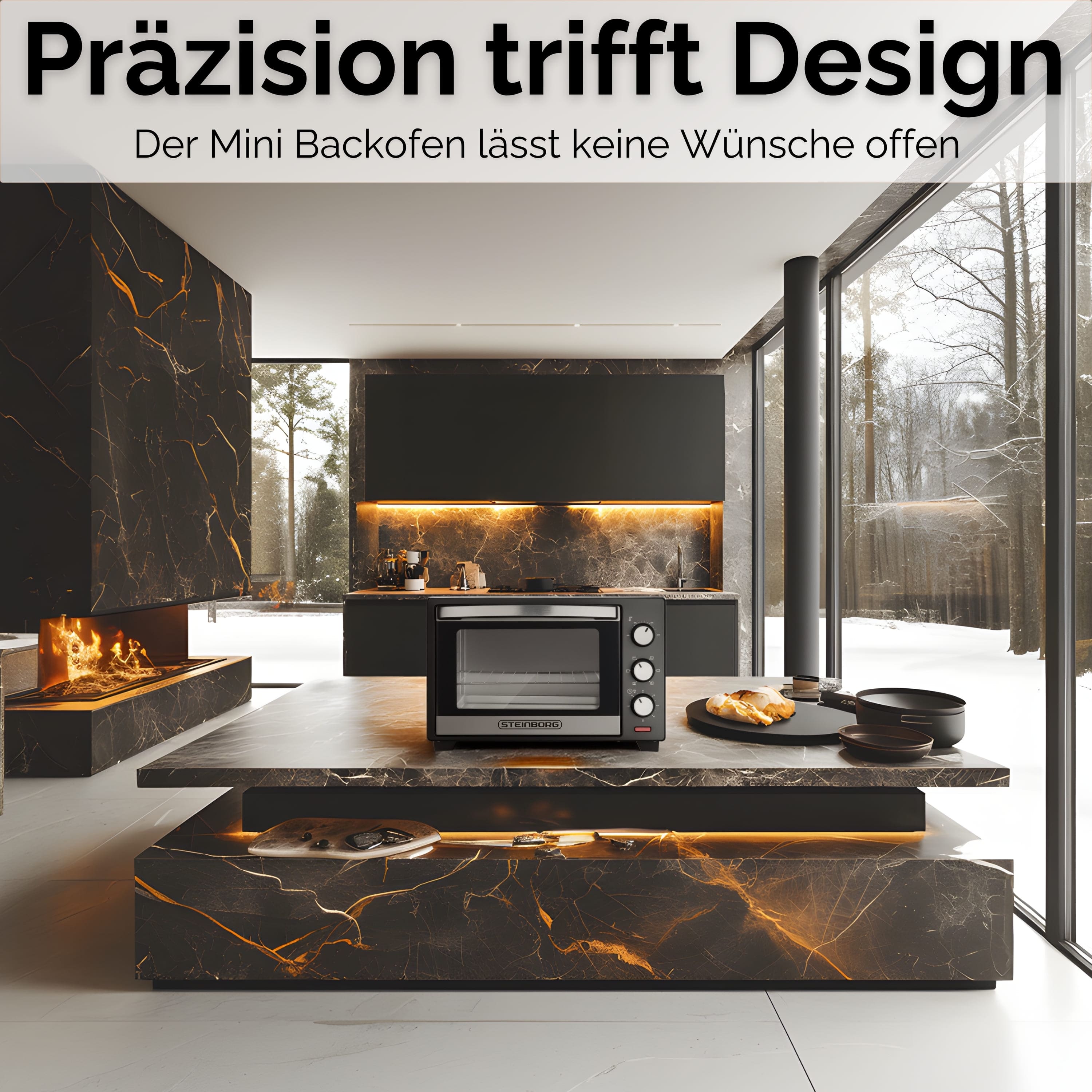 Steinborg SB-3012 Minibackofen 25 Liter Silber