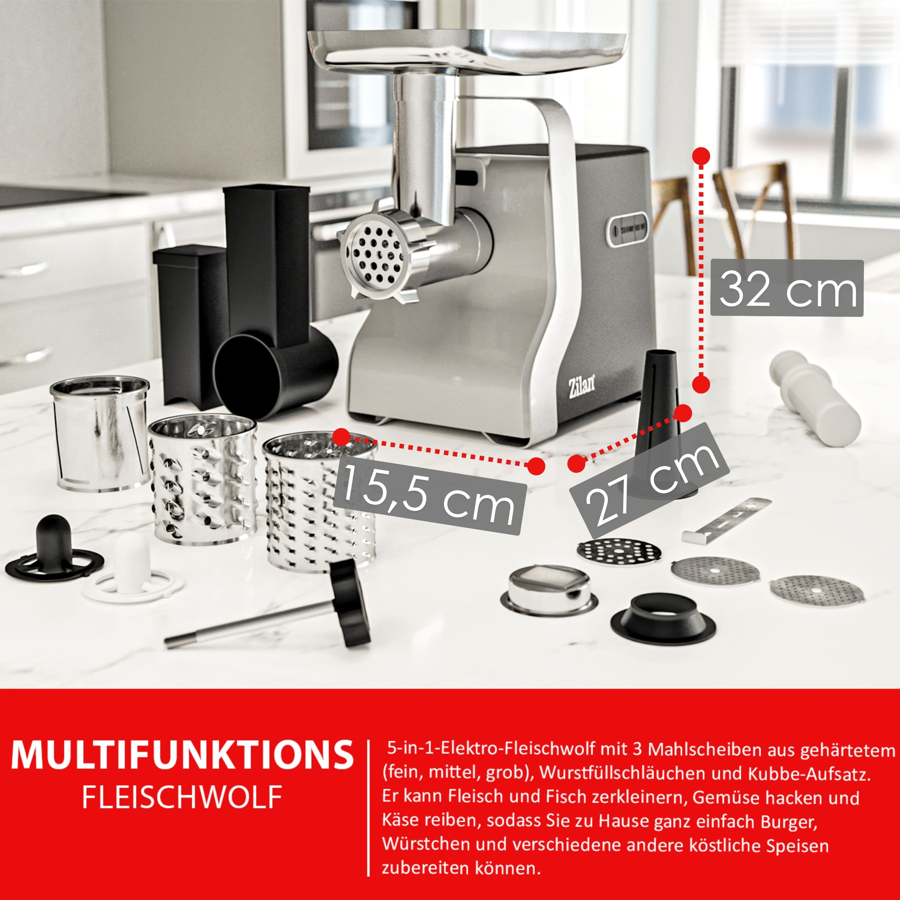 Zilan ZLN-0126 Fleischwolf 9in1