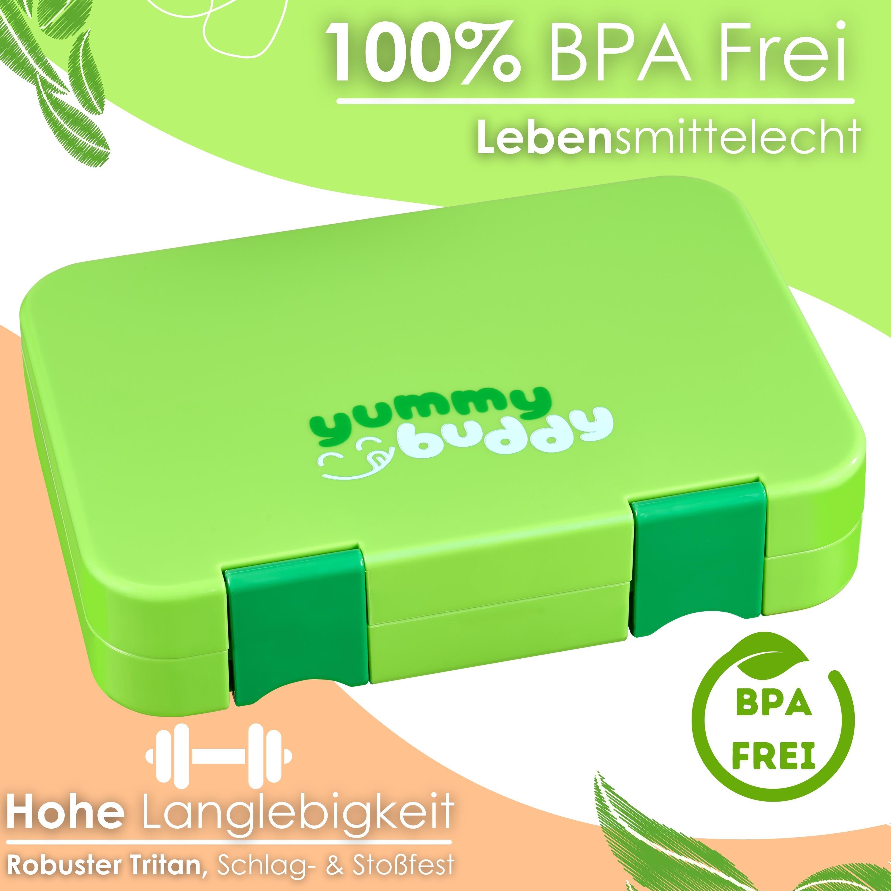 Ecosa yummy buddy Kinder Snackbox mit Fächern Grün