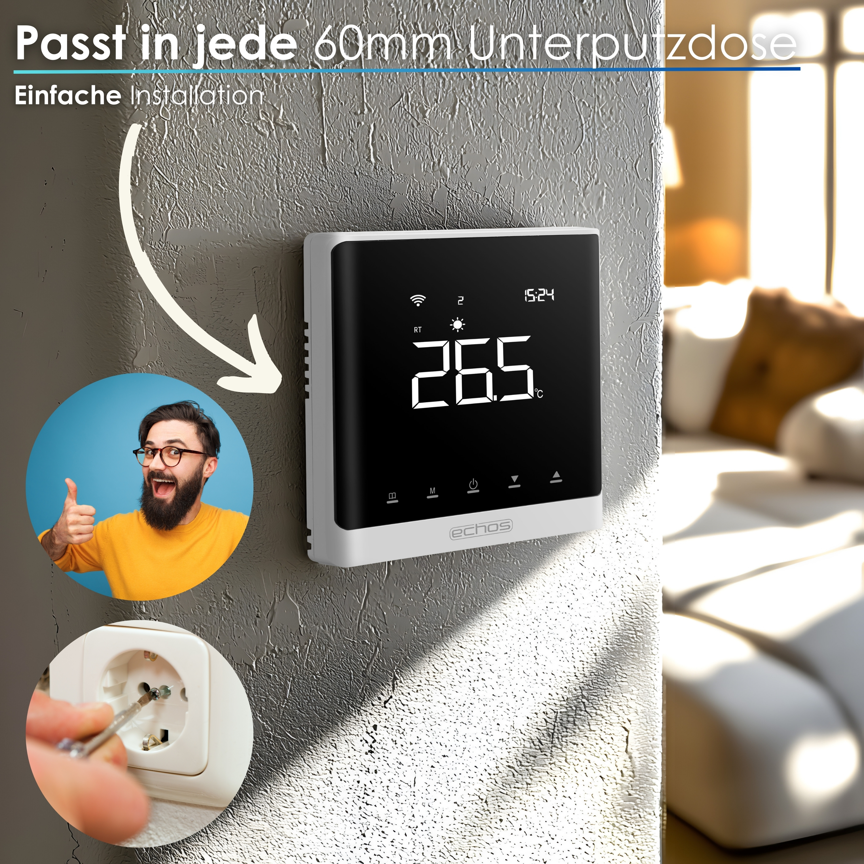 Echos Eco-4180 Smart Wandthermostat Weiß