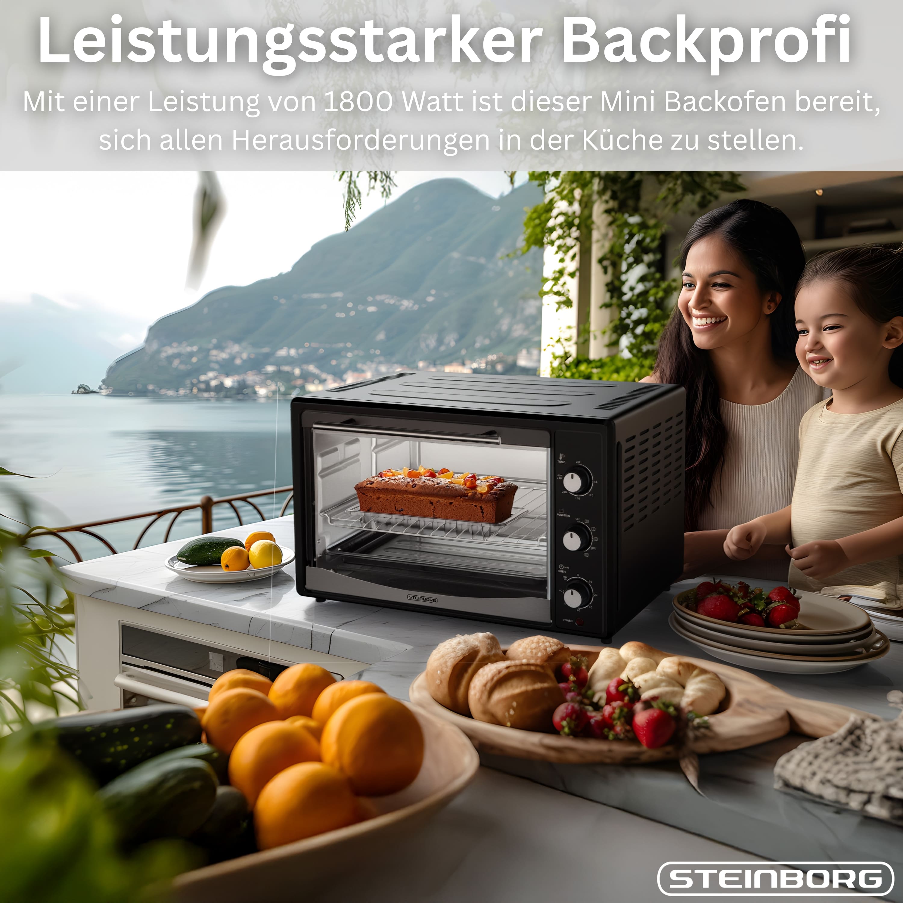 Steinborg SB-3014 Backofen 45L Schwarz
