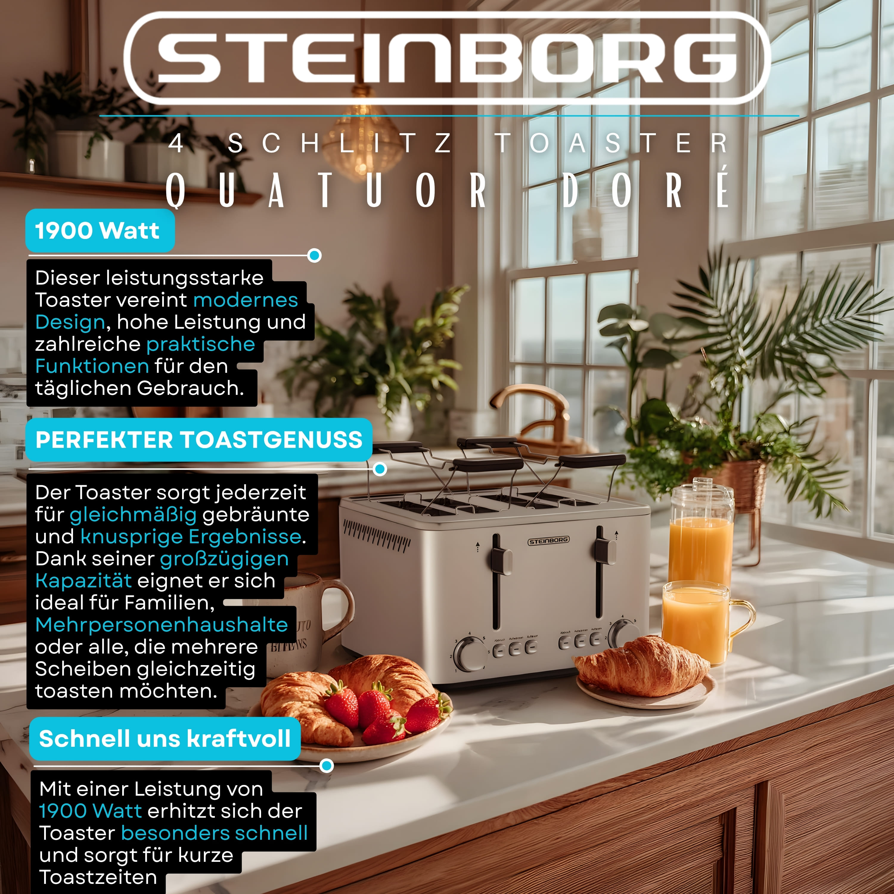 Steinborg SB-2250 Toaster 4 Silce