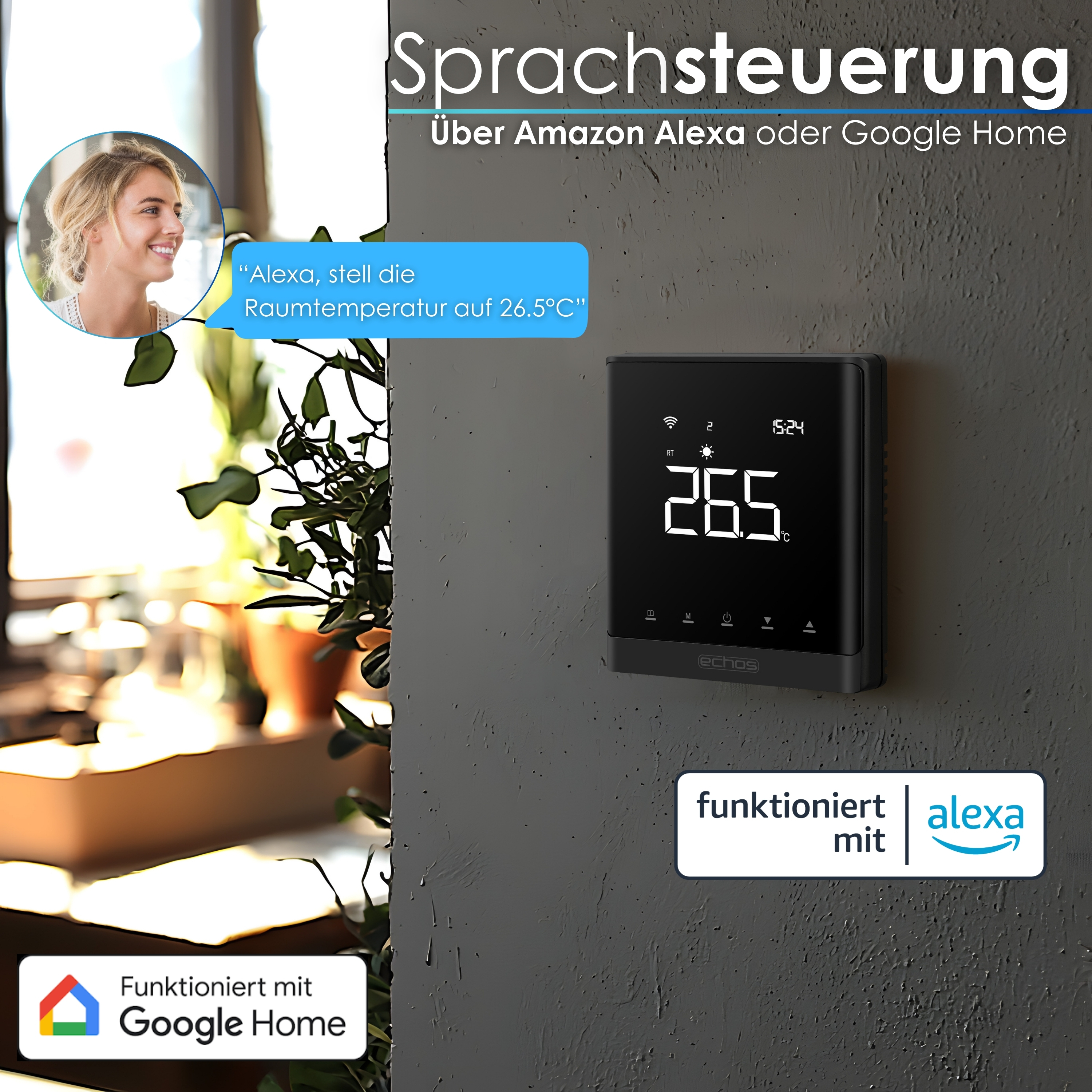 Echos Eco-4181 Smart Wandthermostat Schwarz