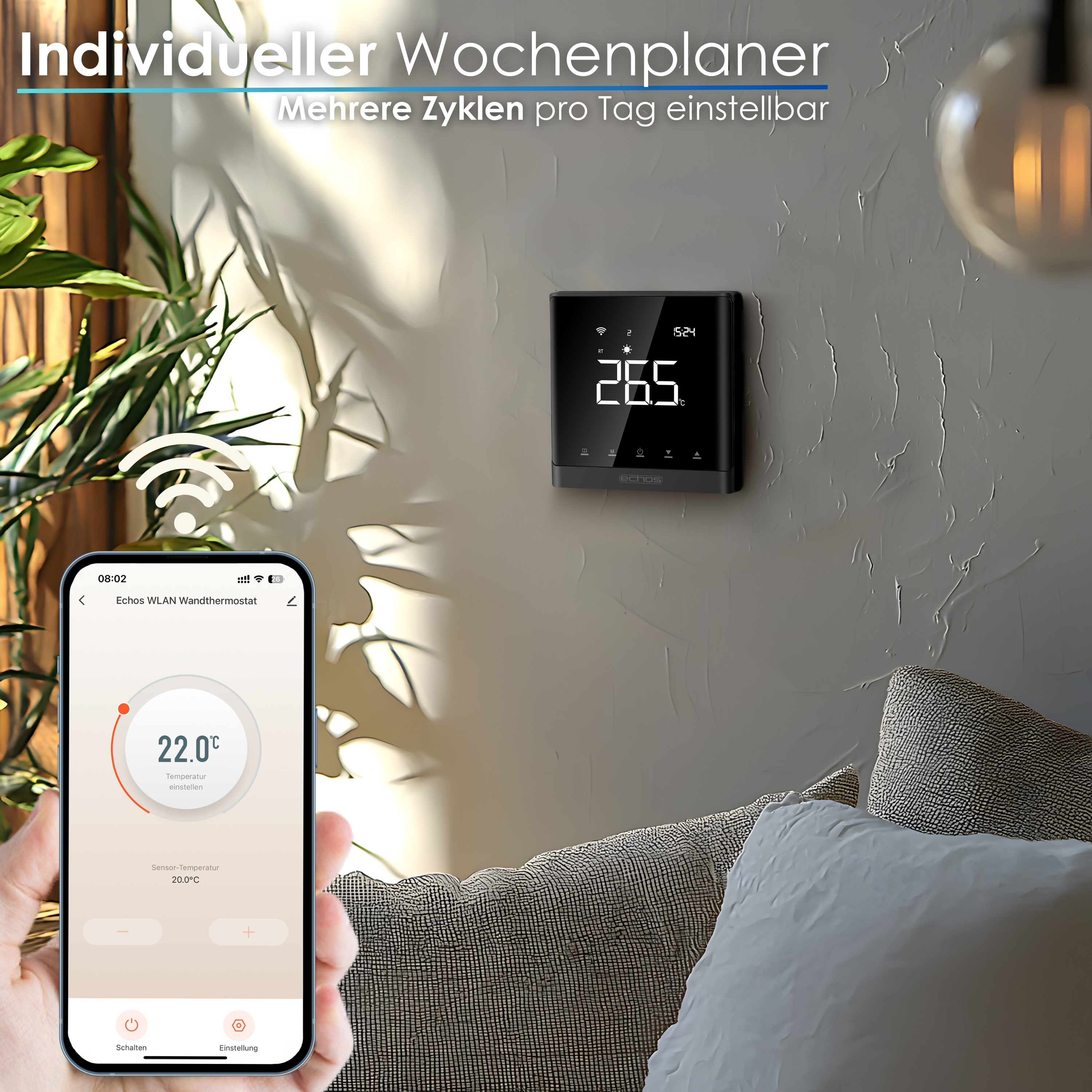 Echos Eco-4181 Smart Wandthermostat Schwarz