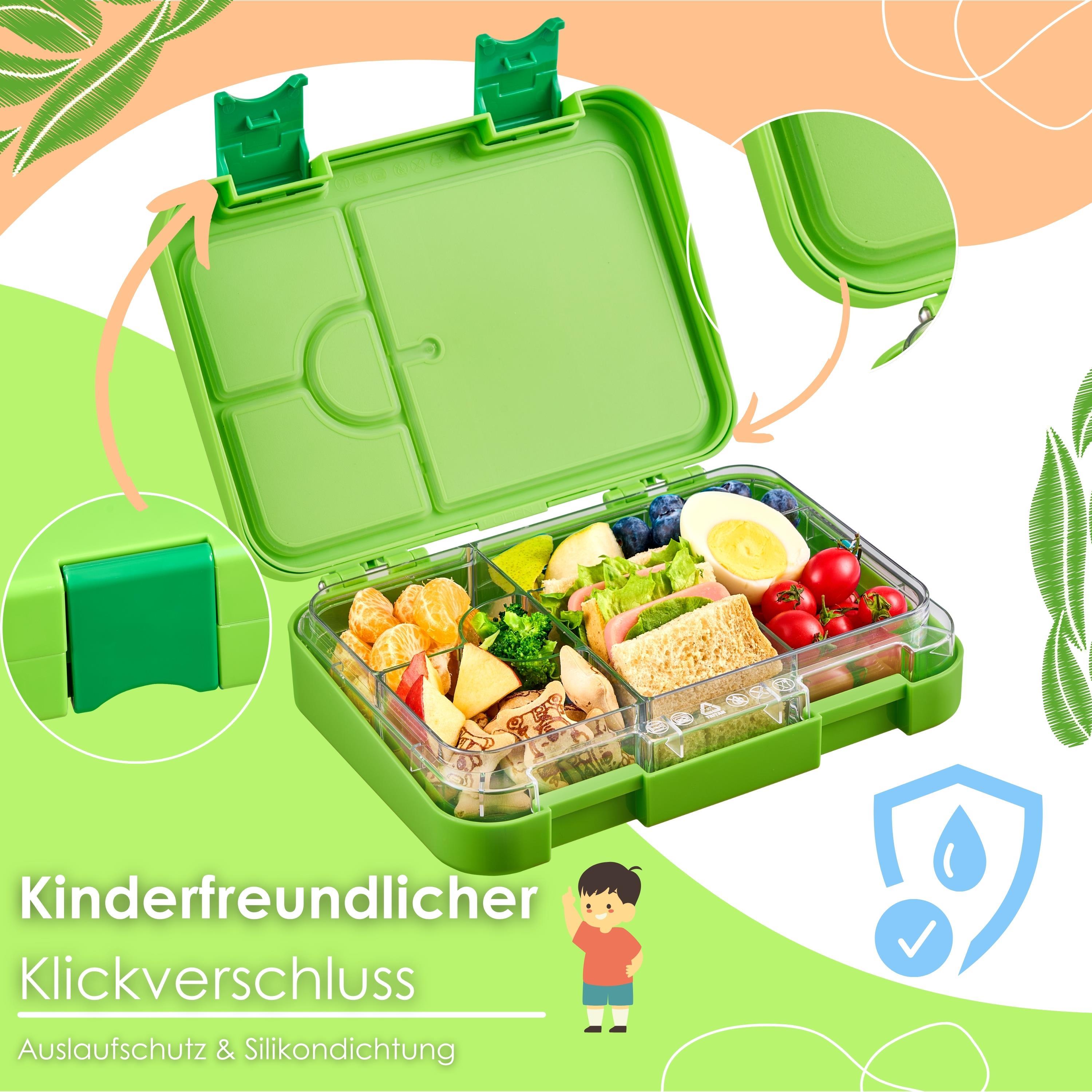 Ecosa yummy buddy Kinder Snackbox mit Fächern Grün