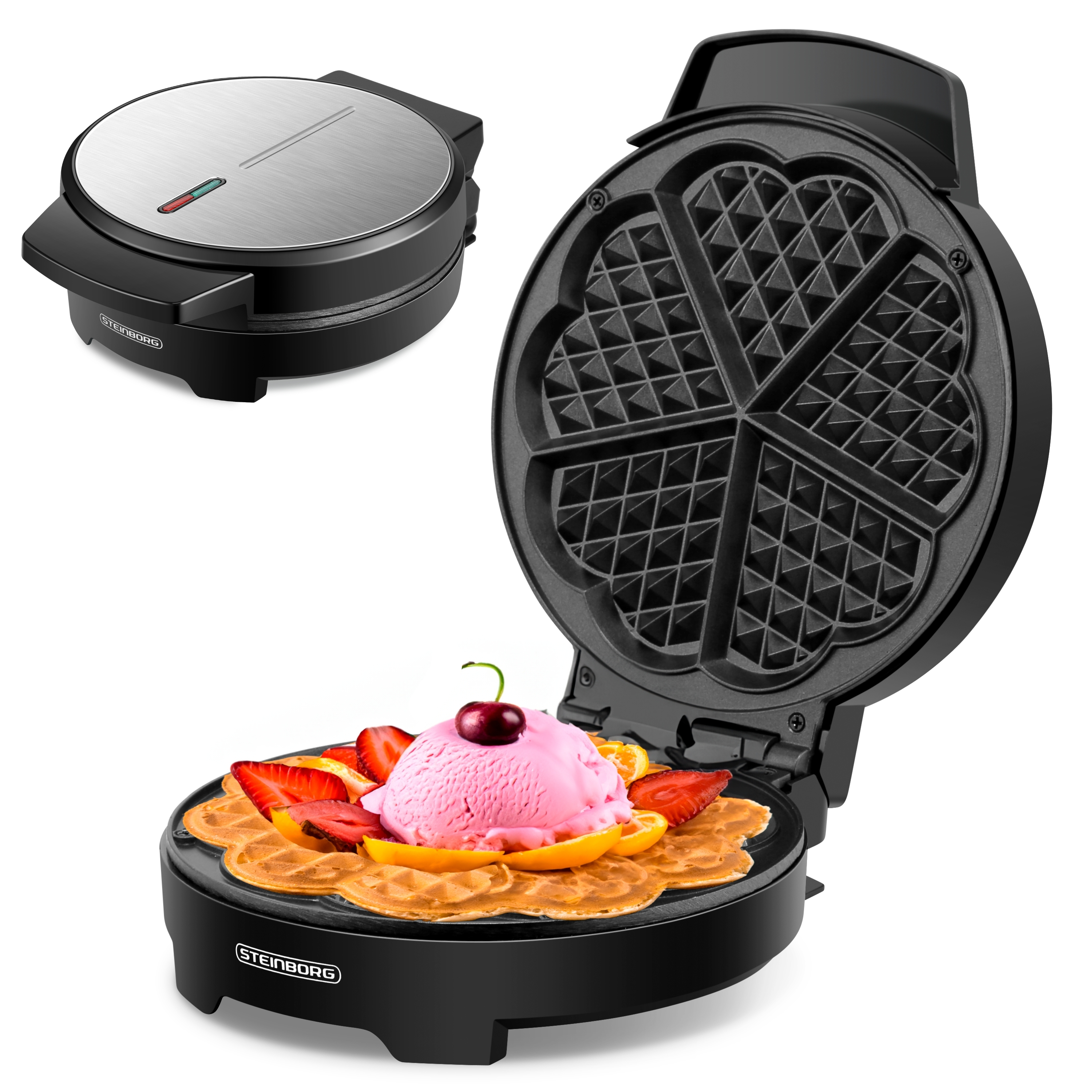 Steinborg SB-2050 Waffeleisen für klassische Herzwaffeln