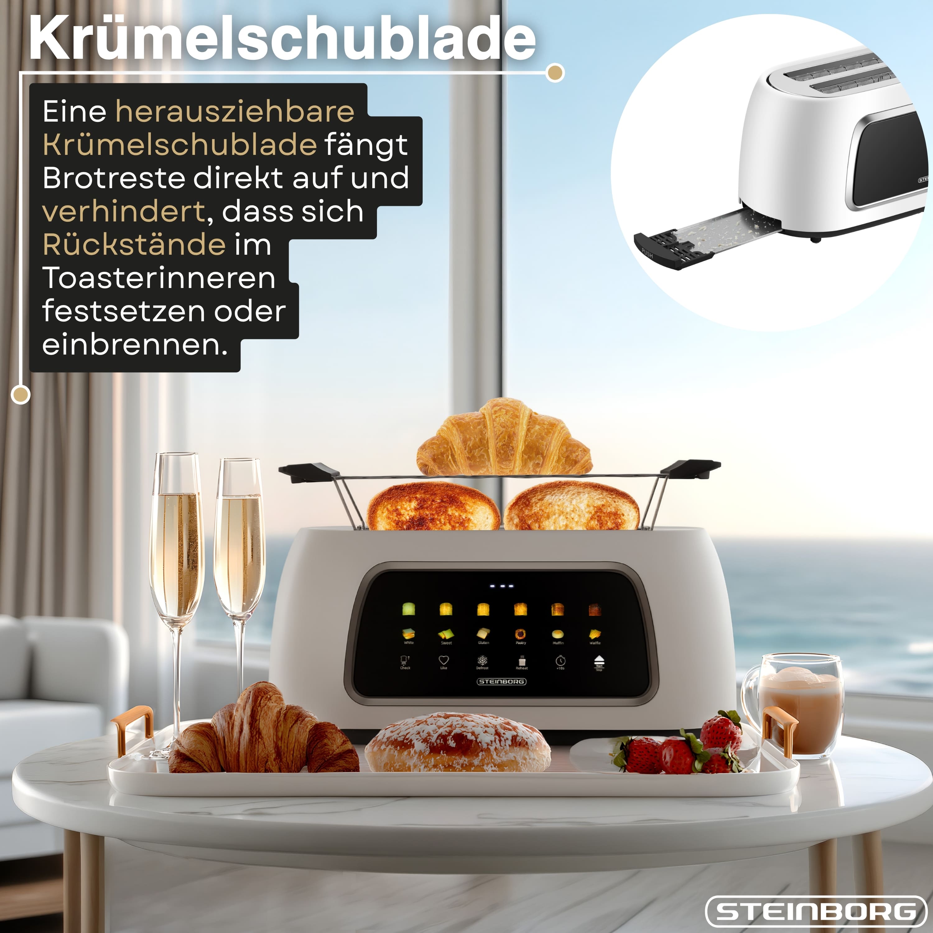 Steinborg SB-2217 Toaster 2 lang Silce