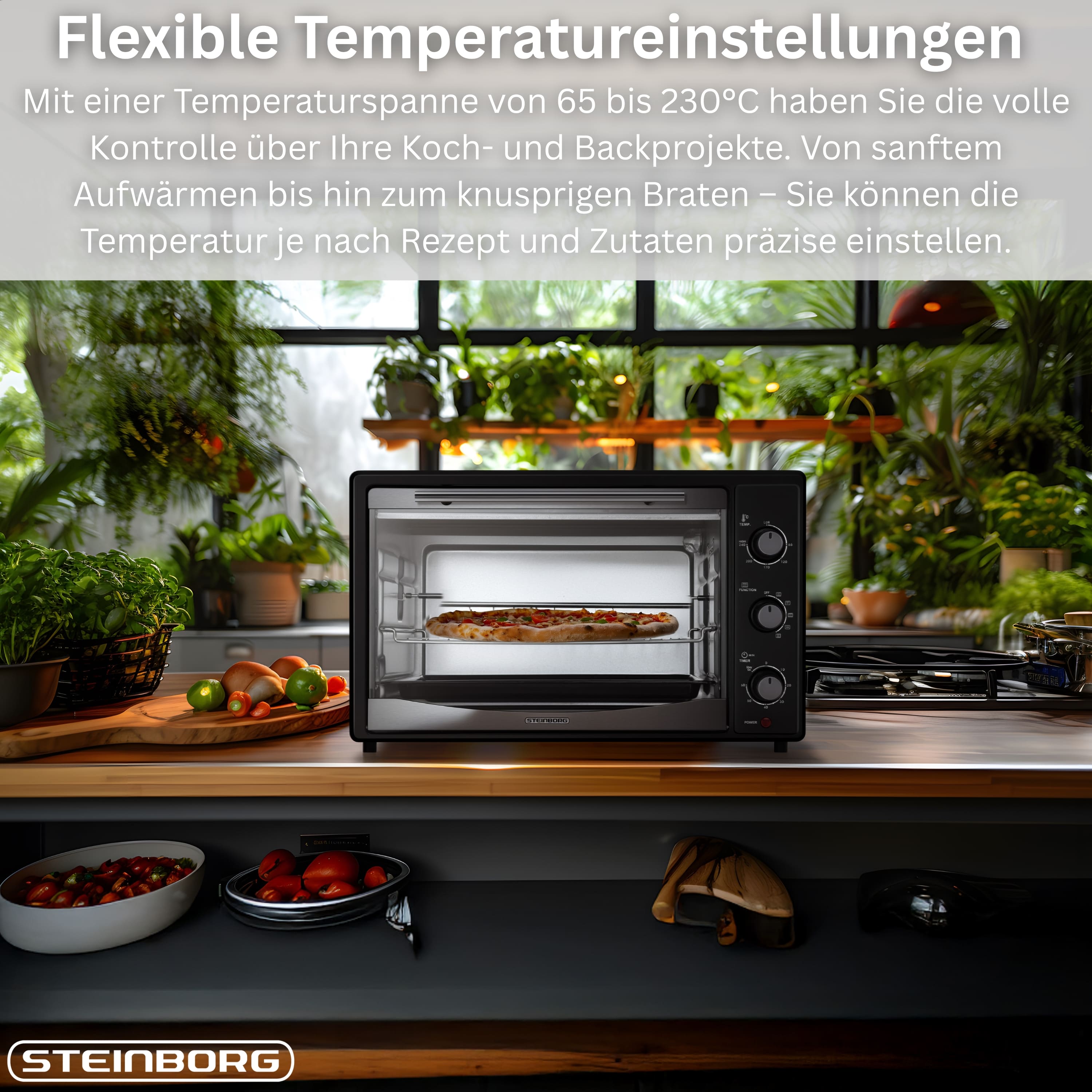 Steinborg SB-3014 Backofen 45L Schwarz