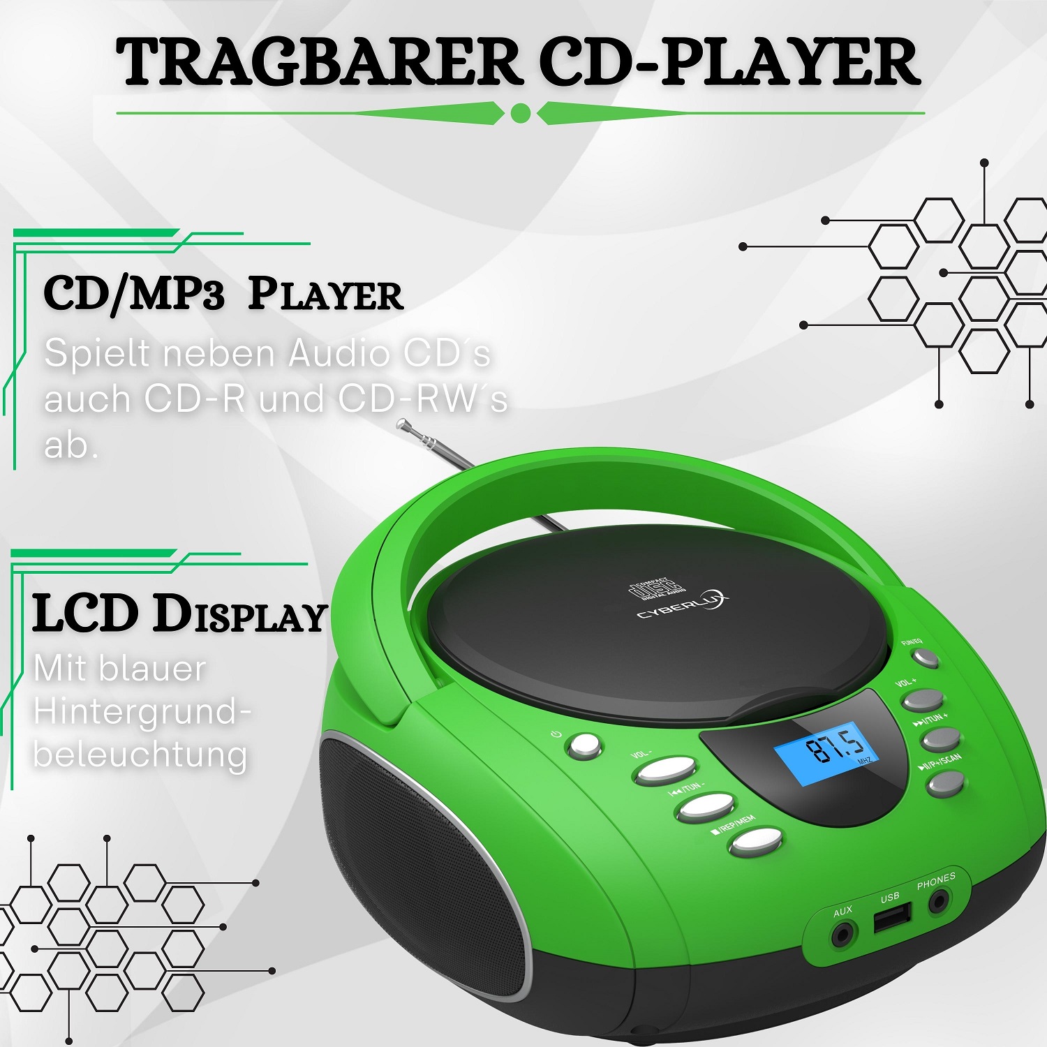 Cyberlux CL-700 CD-Player Grün