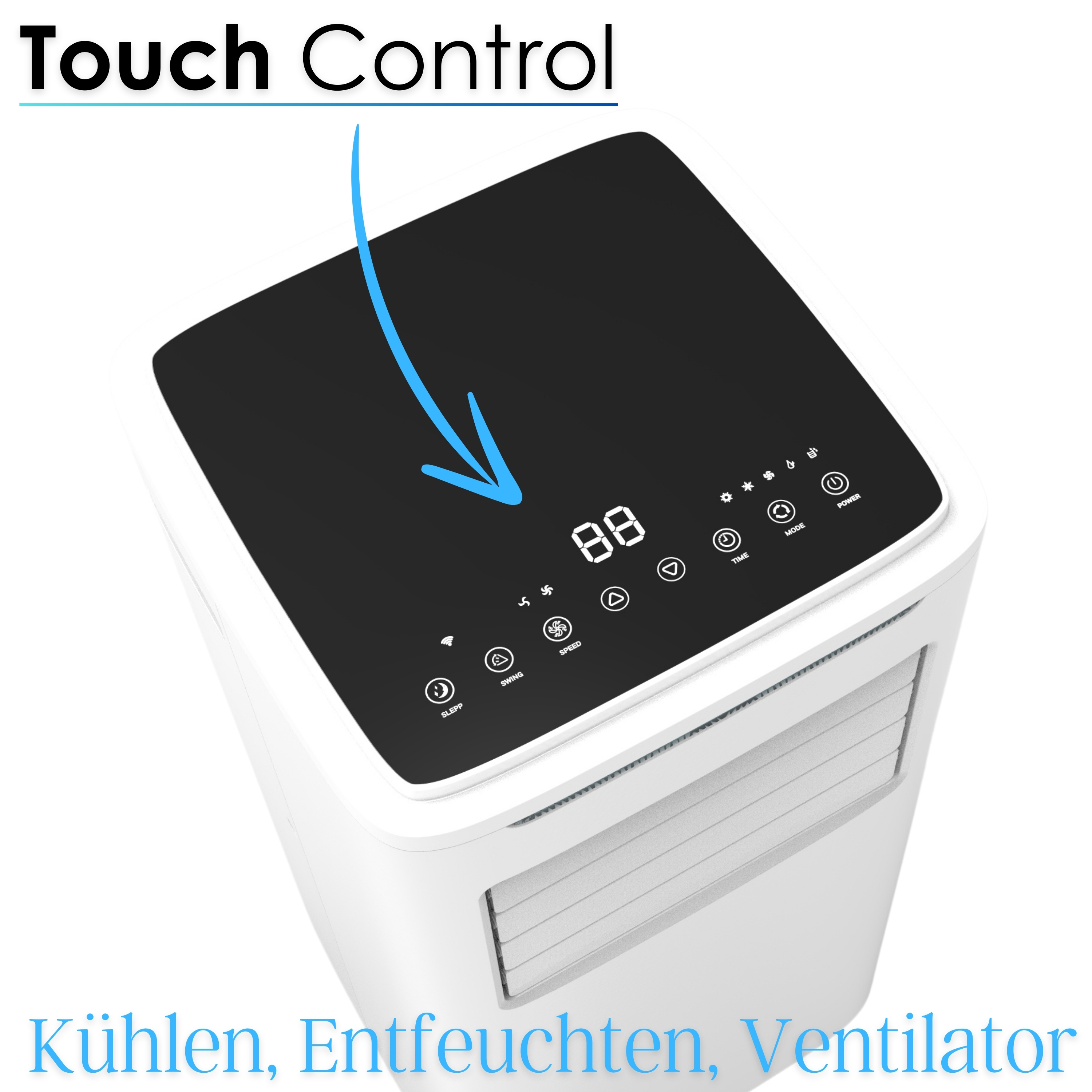 Zilan Klimaanlage 3in1 wifi mobil Fensterabdichtung mit Abluftschlauch Fernbedienung