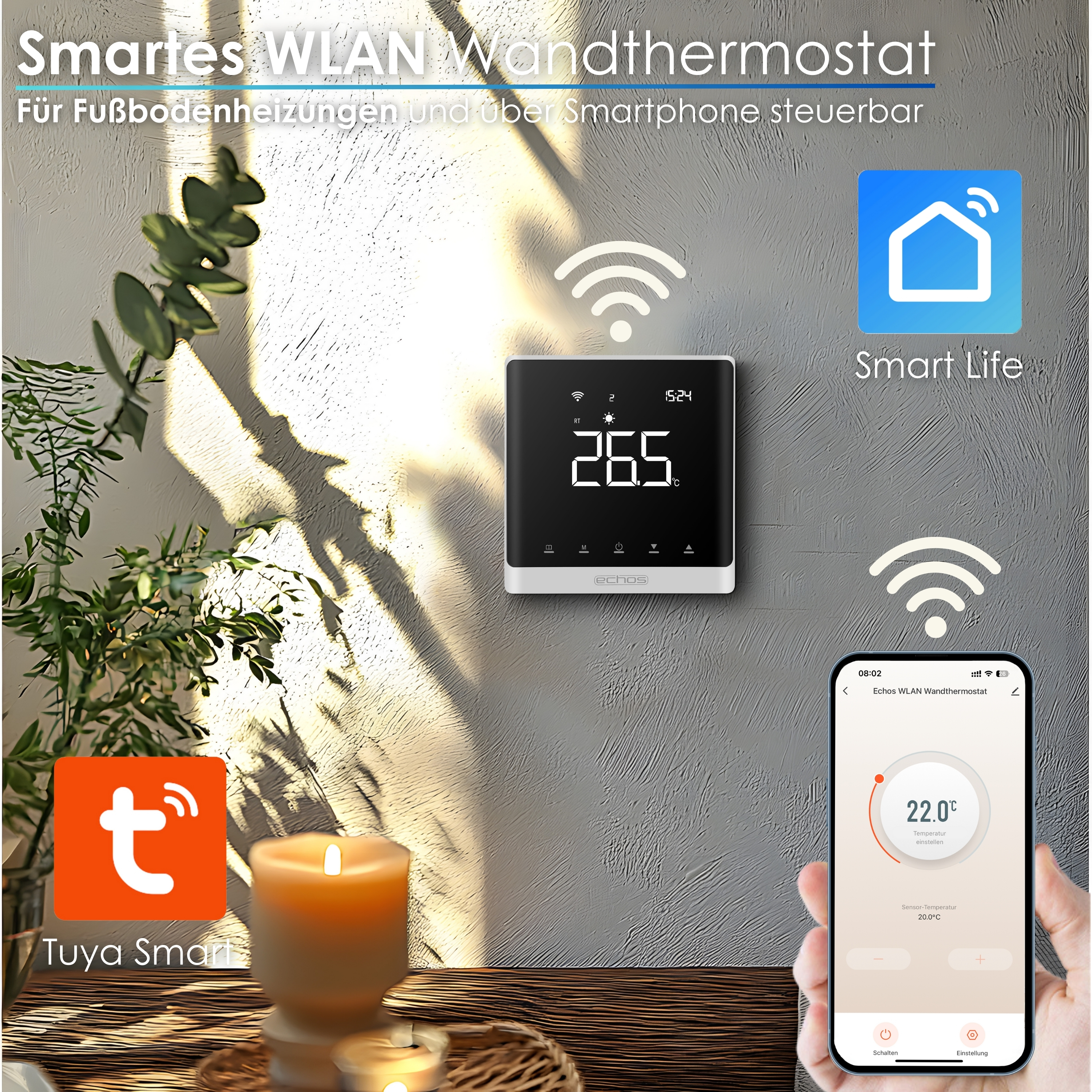 Echos Eco-4180 Smart Wandthermostat Weiß