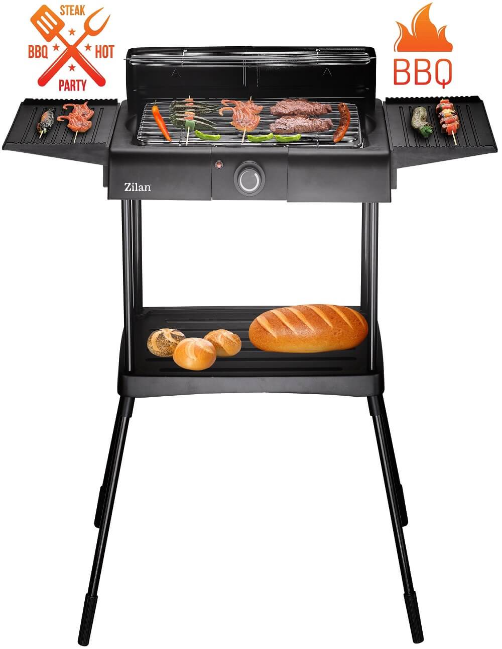 Zilan 2in1 Standgrill | Elektrogrill | Tischgrill | Partygrill | 2400 Watt