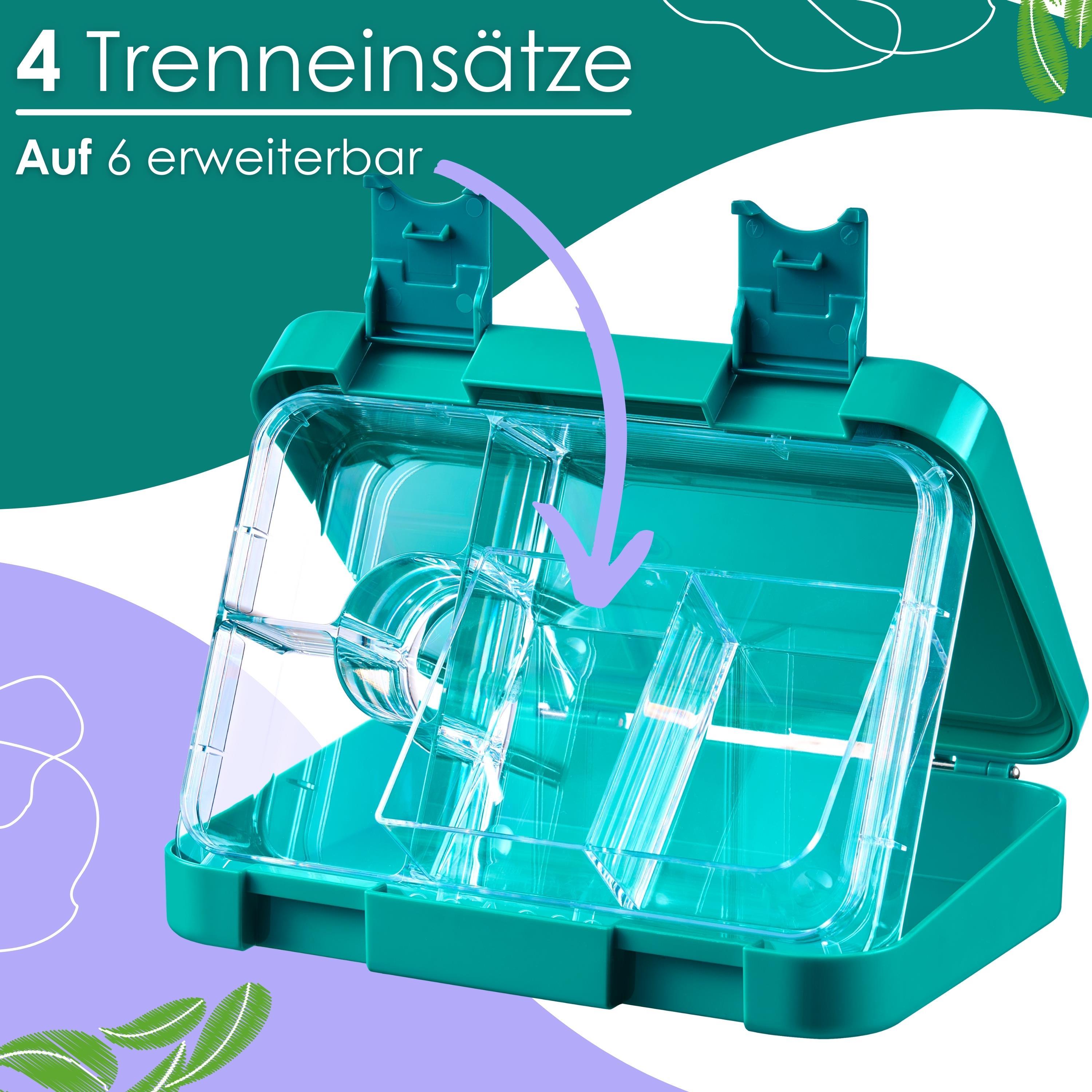 Ecosa yummy buddy Kinder Snackbox mit Fächern Petrol