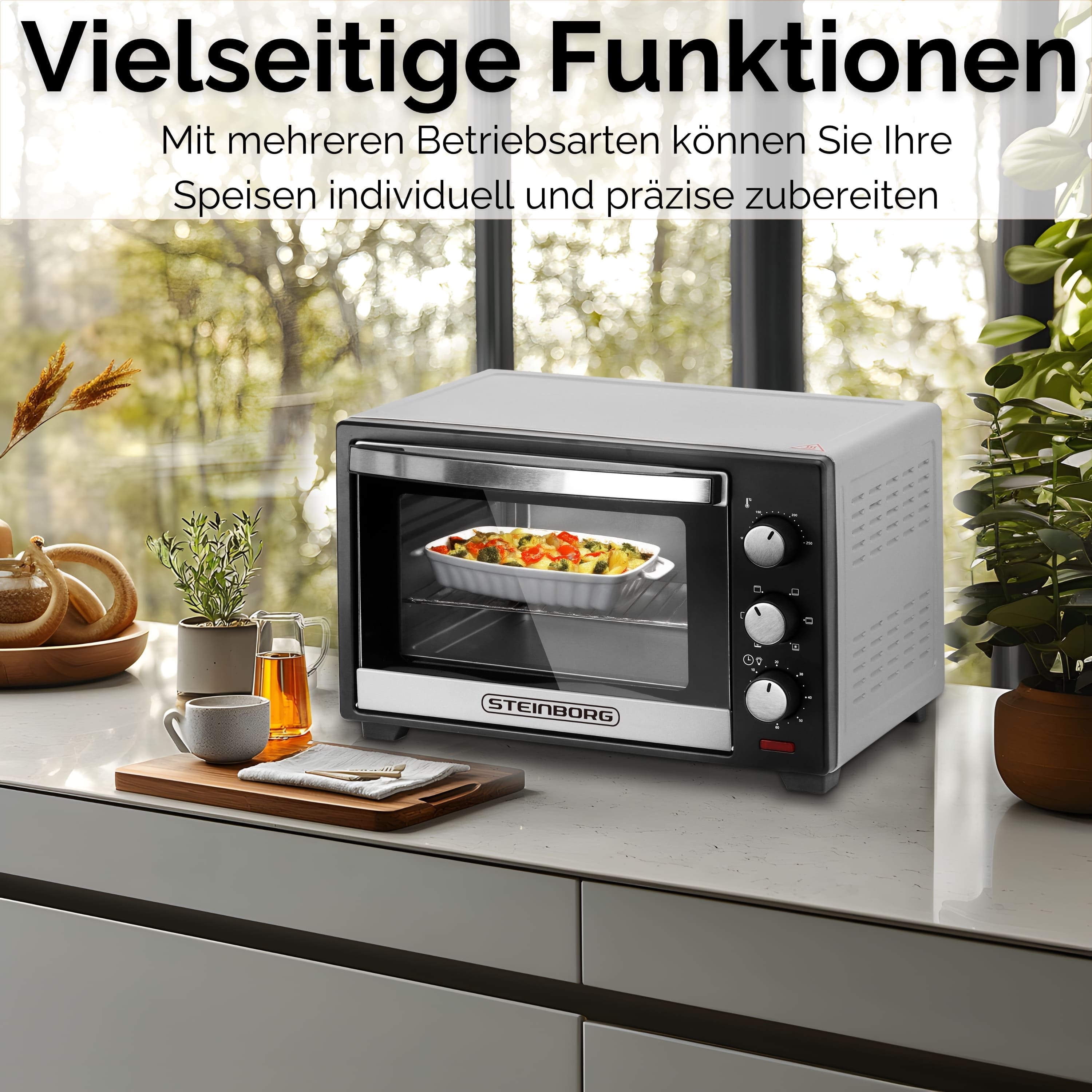 Steinborg SB-3012 Minibackofen 25 Liter Silber