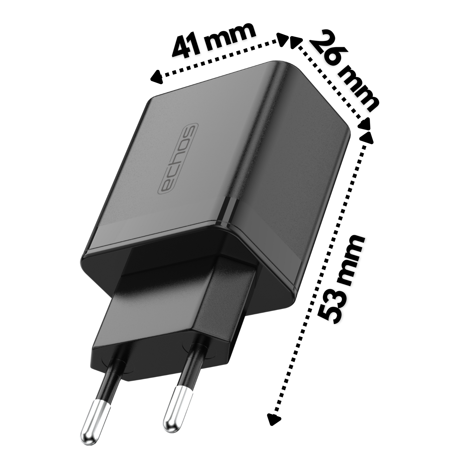 Echos Eco-4041 USB-C Schnellladegerät 20W schwarz Echos Eco-4041 USB-C Schnellladegerät 20W schwarz
