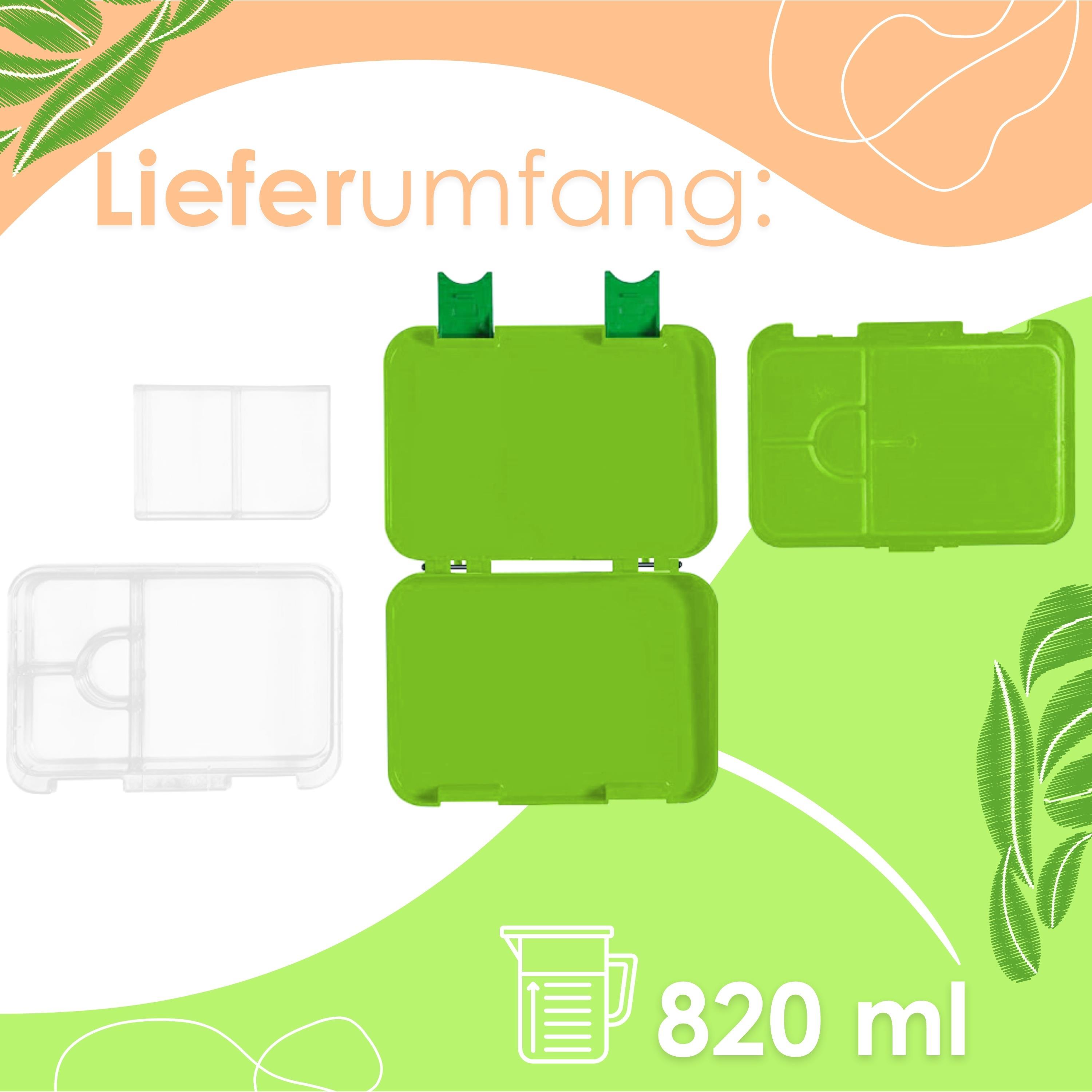 Ecosa yummy buddy Kinder Snackbox mit Fächern Grün