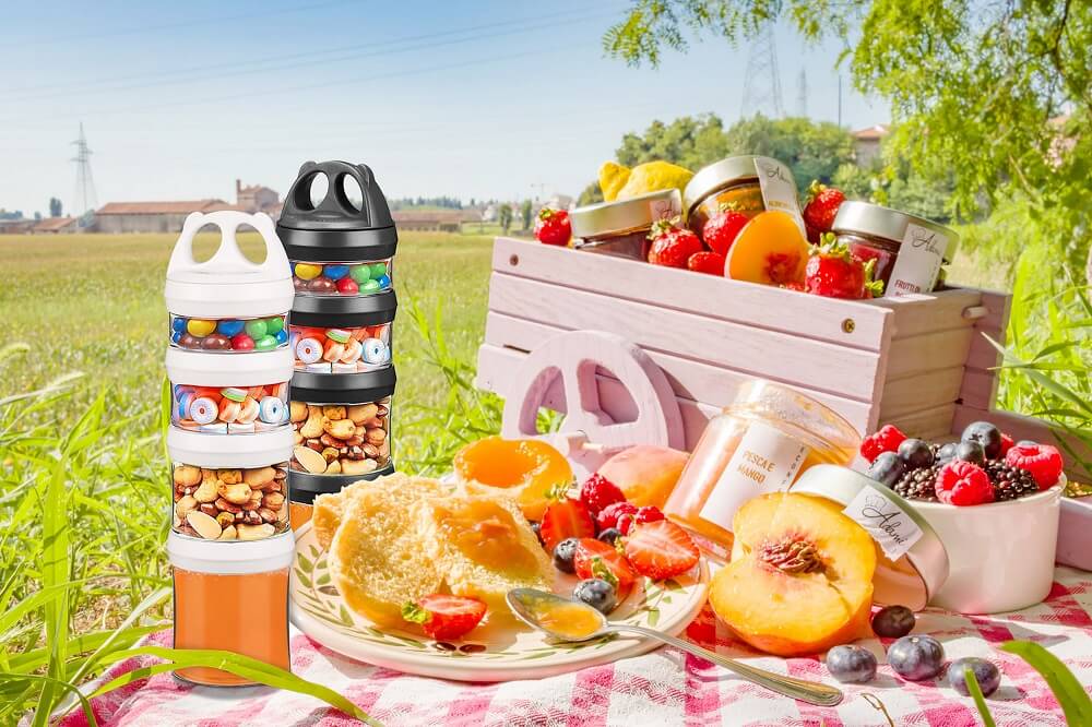 Ecosa EO-8060 Snack Aufbewahrungsbox Schwarz und Weiß