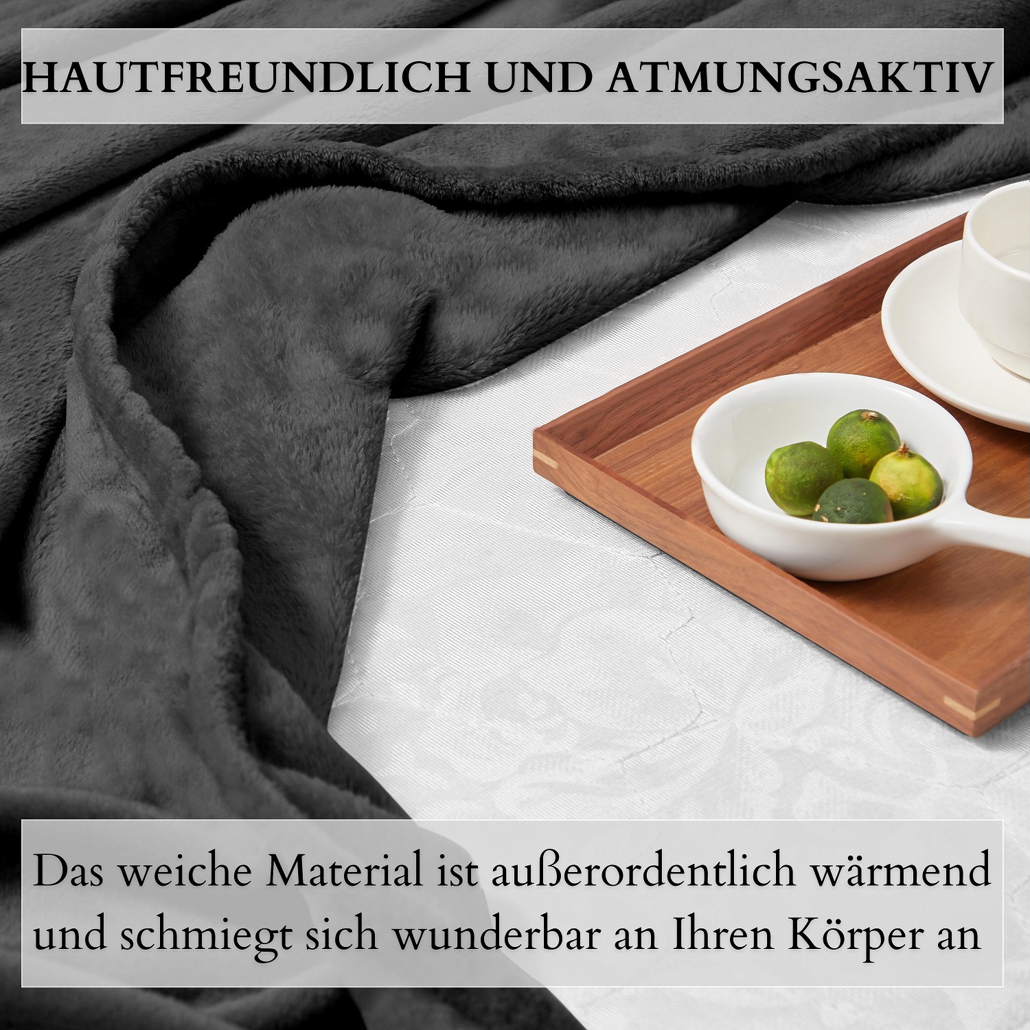 Ecosa EO-9514 Kuscheldecke 150*200cm Schwarz