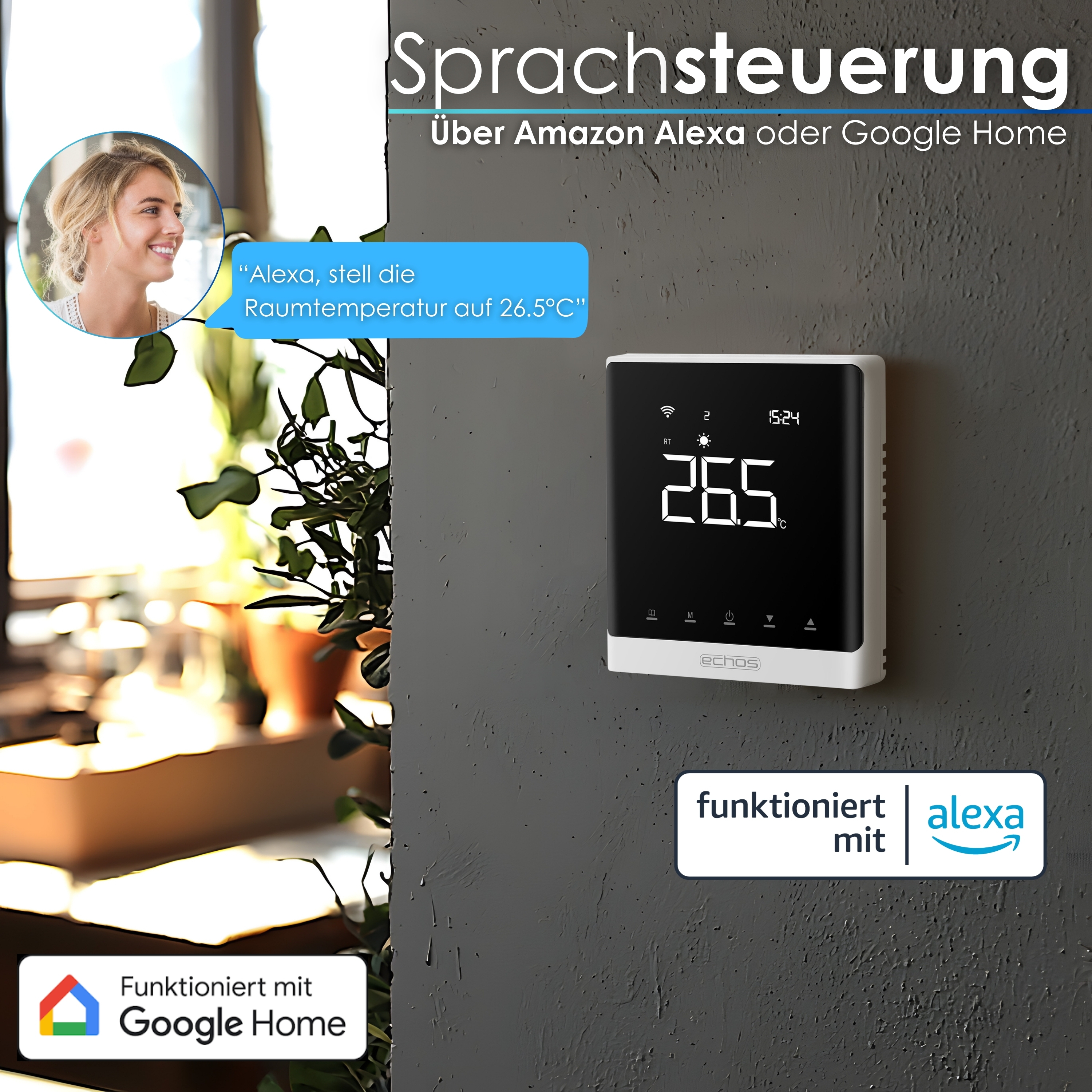 Echos Eco-4180 Smart Wandthermostat Weiß