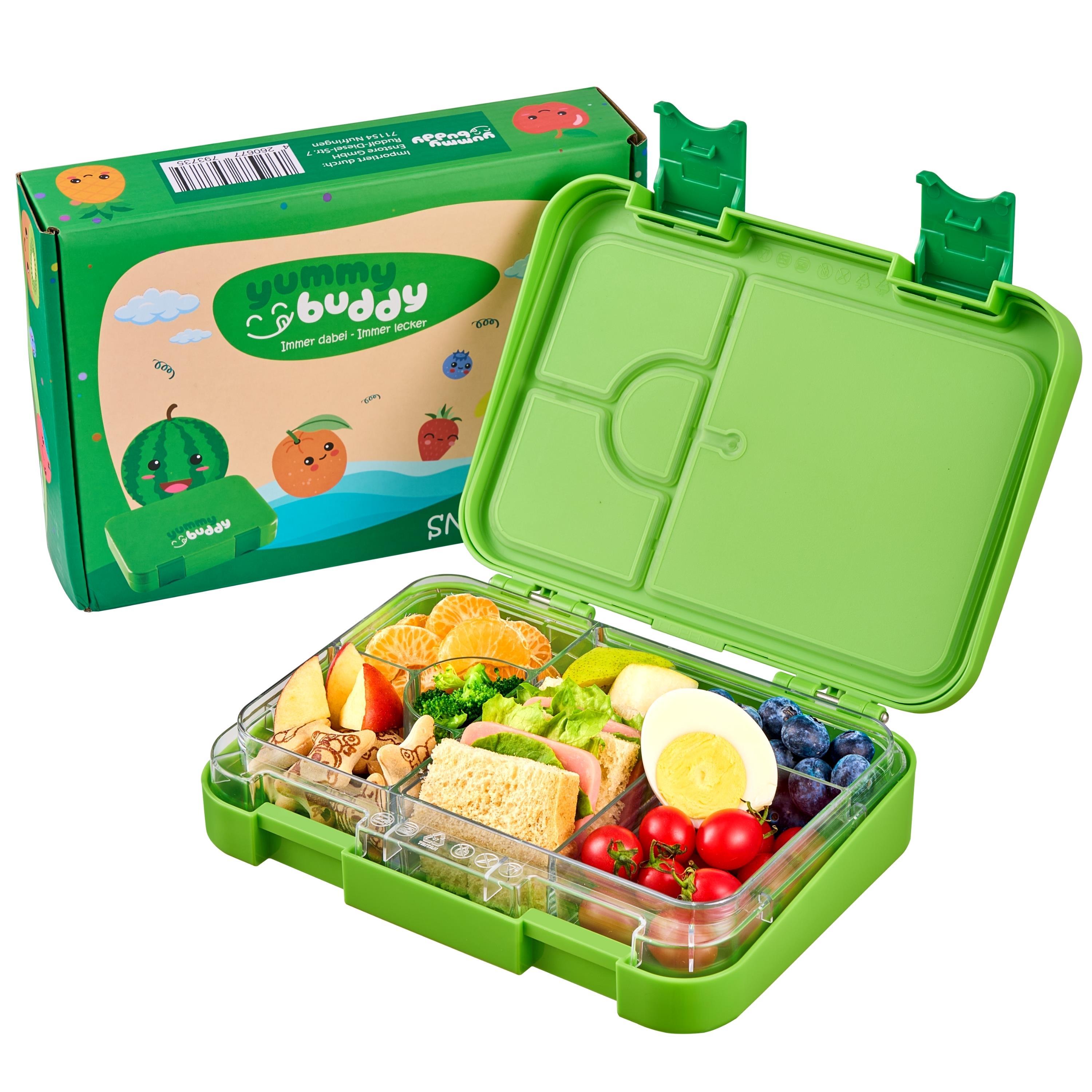 Ecosa yummy buddy Kinder Snackbox mit Fächern Grün