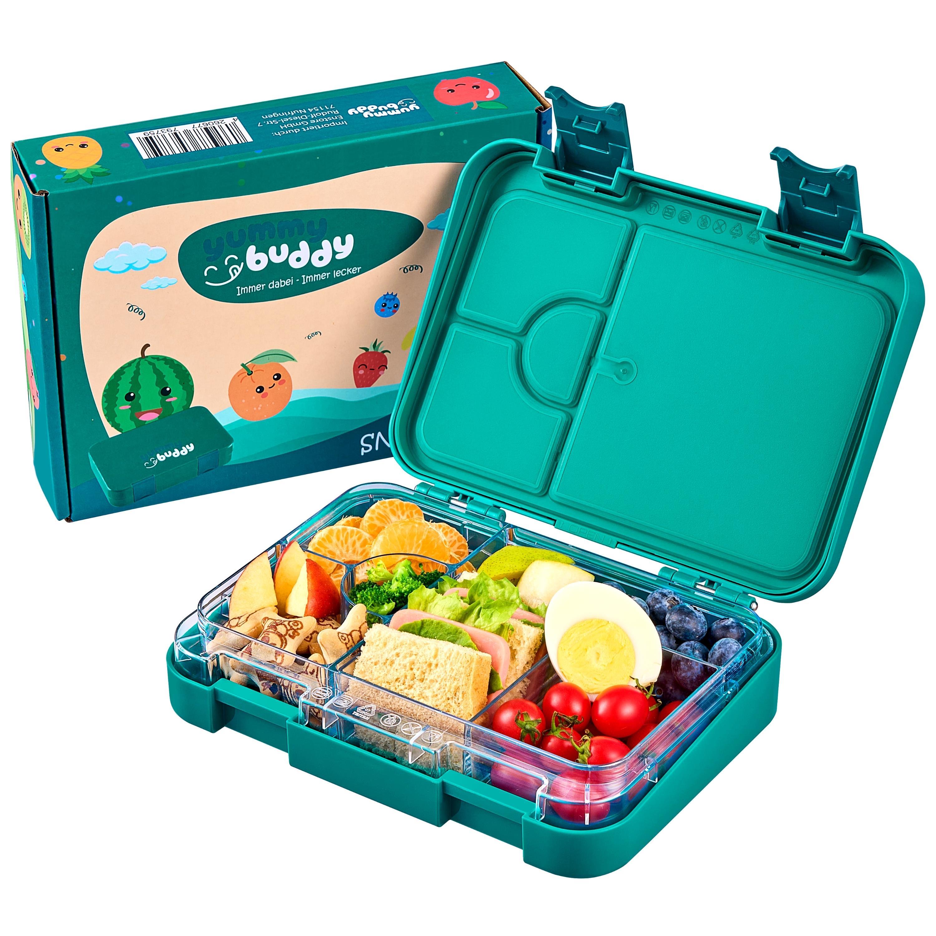 Ecosa yummy buddy Kinder Snackbox mit 6 Fächern Petrol