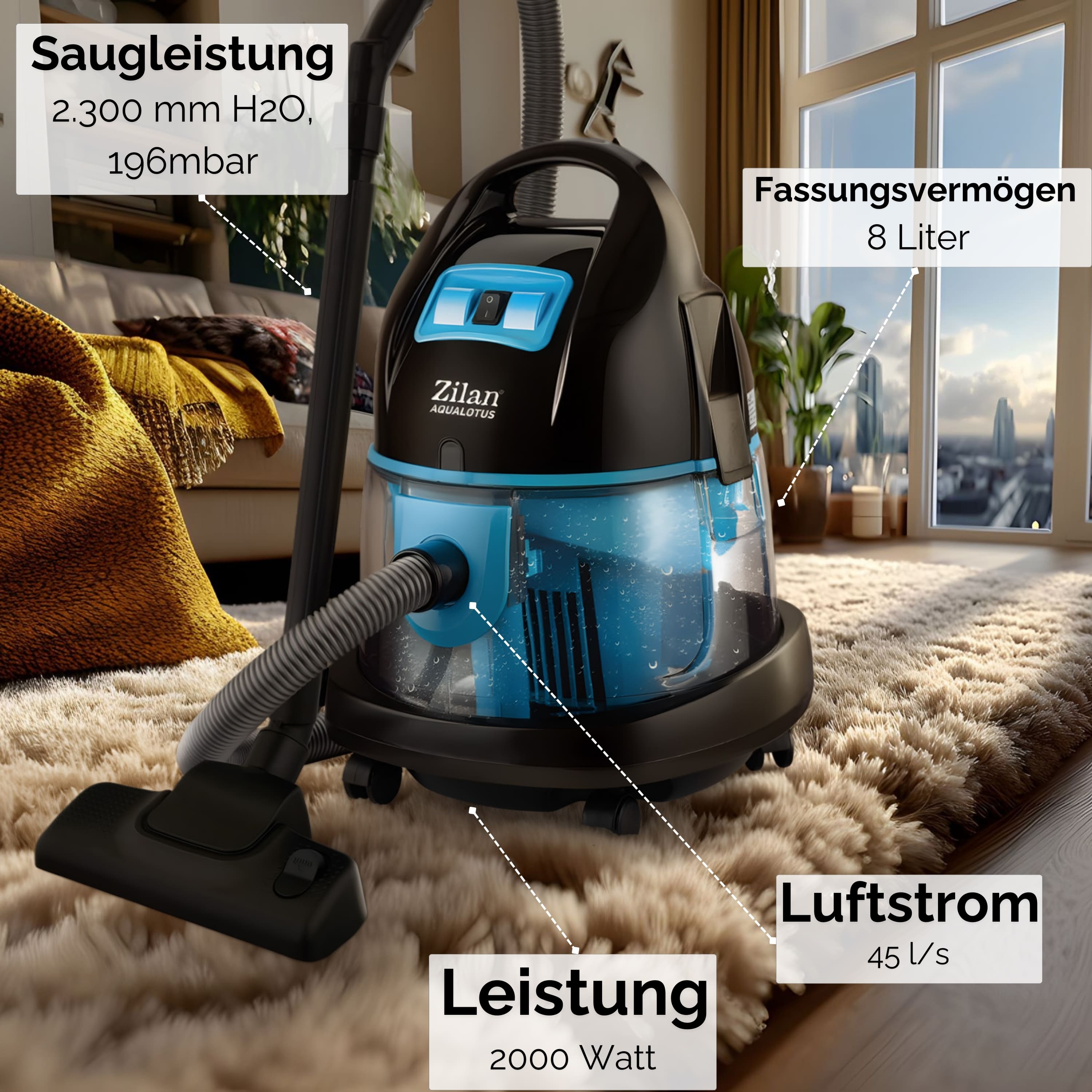 Zilan ZLN-8945 Wassersauger BLAU Zilan ZLN-8945 Wassersauger BLAU
