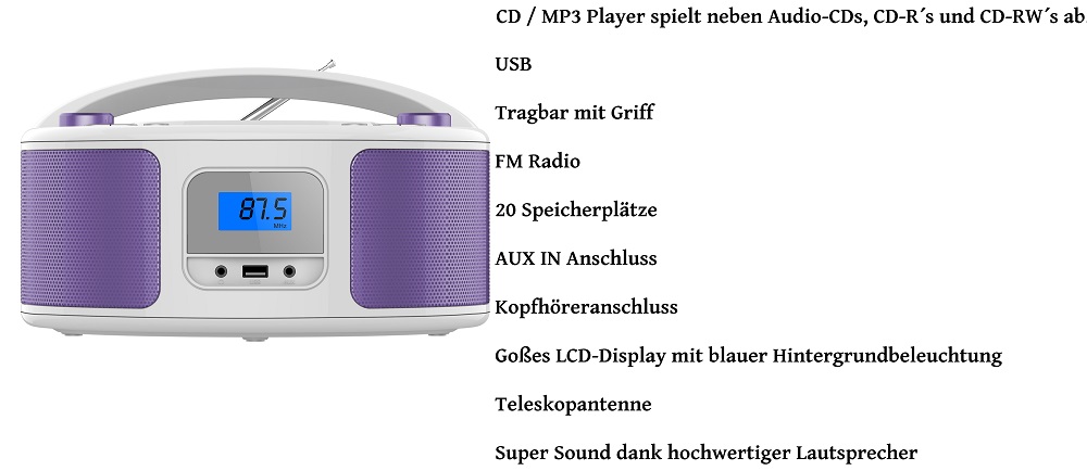 Cyberlux CL-320 CD-Player Lila