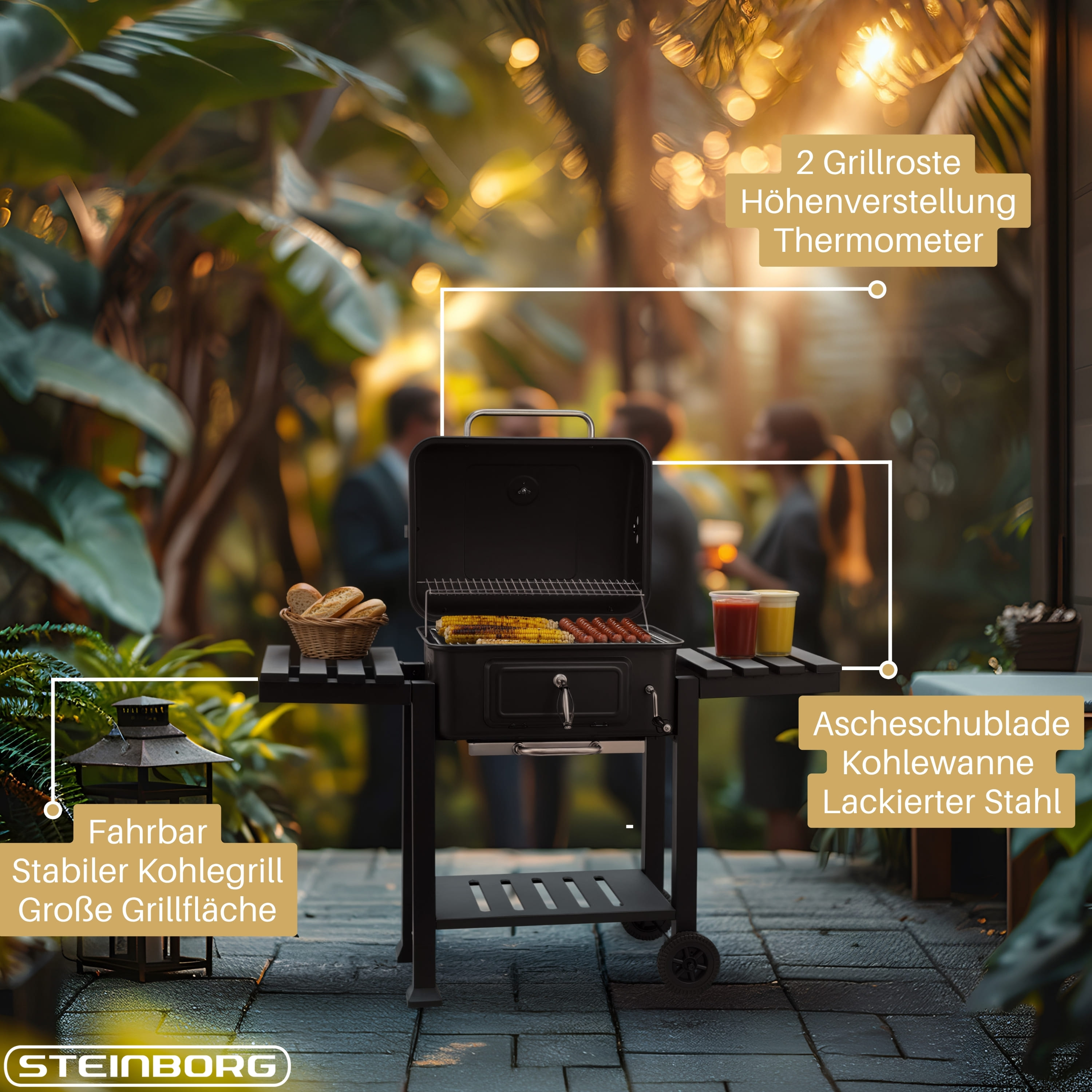Steinborg SB-8220 Holzkohlegrill