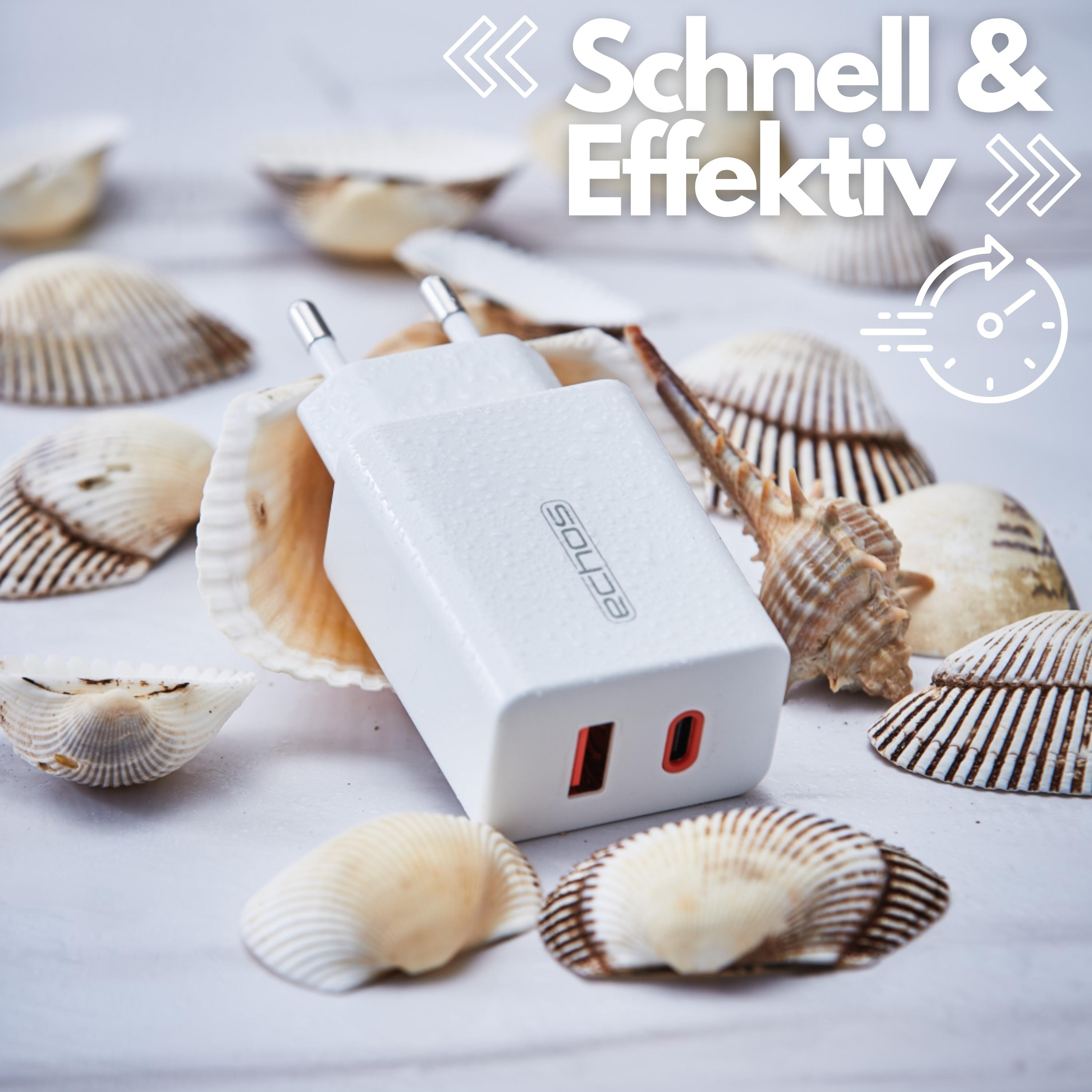 Echos 33W Dualport USB-C + USB-A Schnellladegerät | QC3.0, PD und PPS Echos 33W Dualport USB-C + USB-A Schnellladegerät | QC3.0, PD und PPS