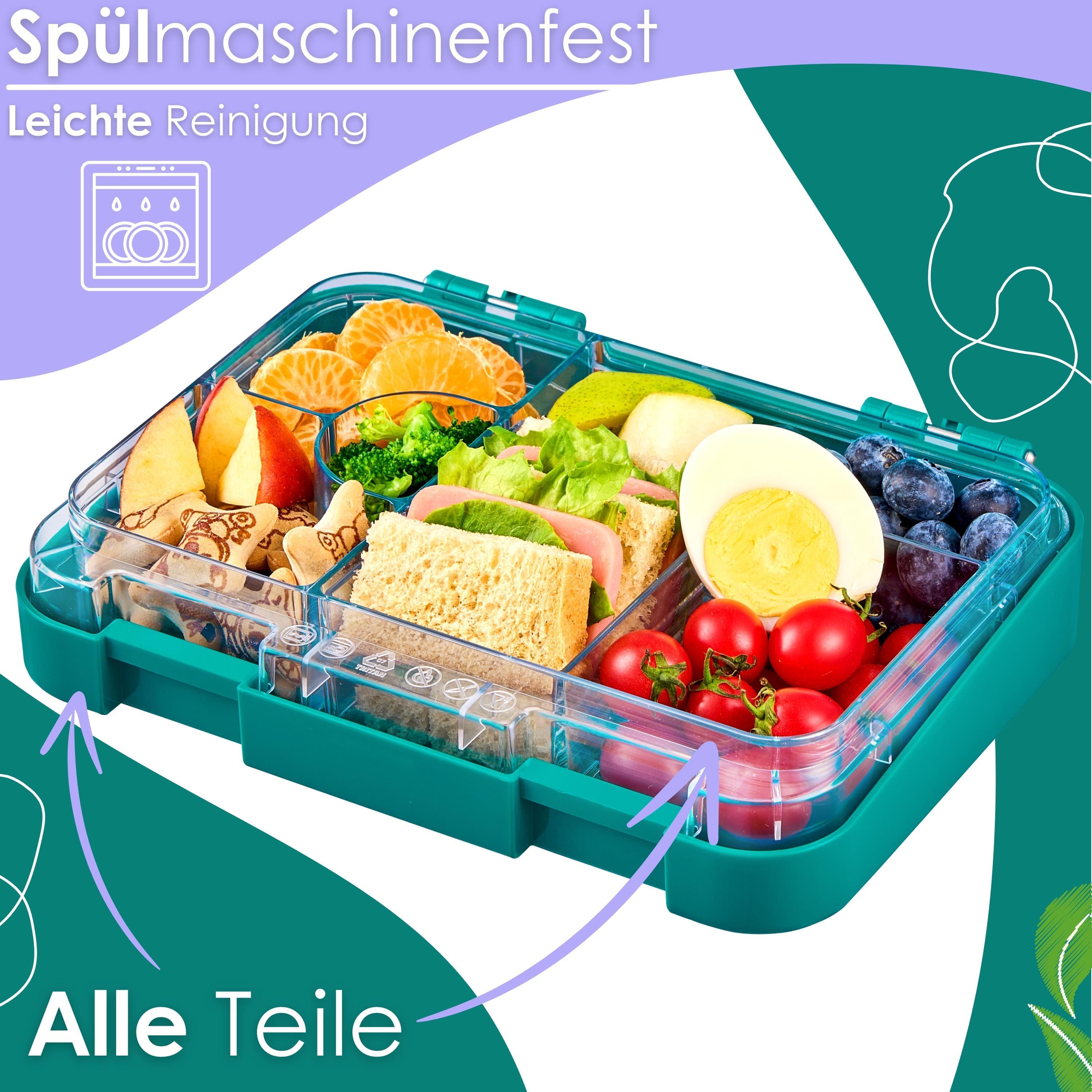 Ecosa yummy buddy Kinder Snackbox mit Fächern Petrol