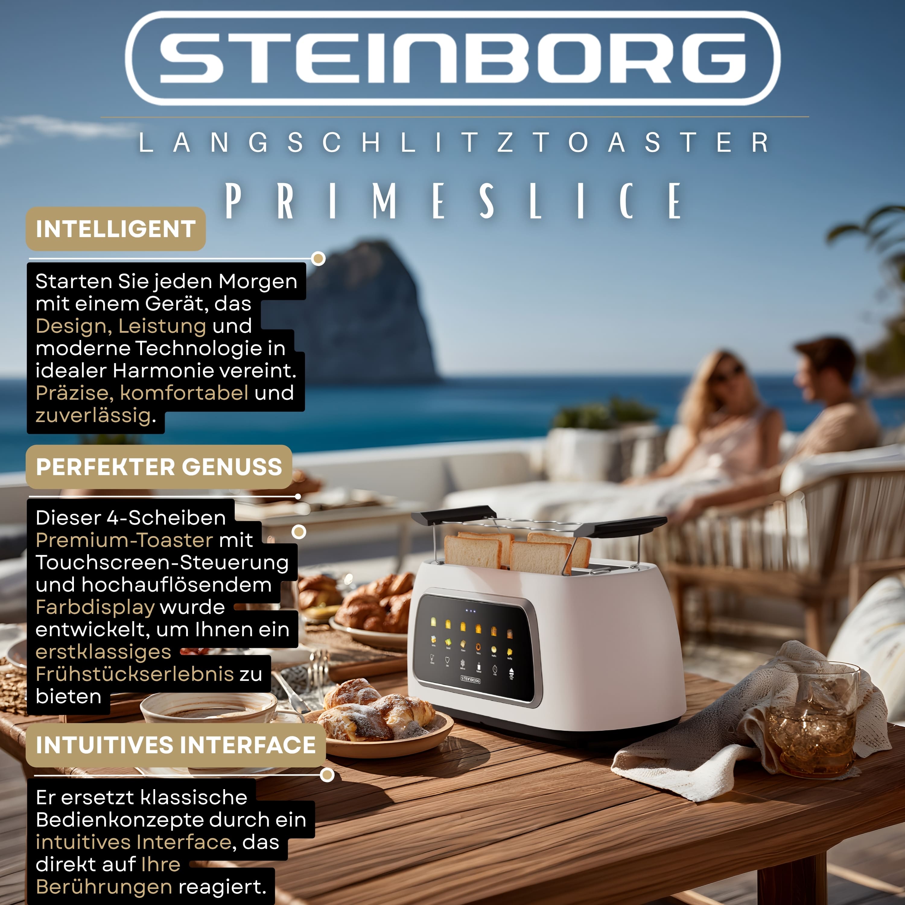 Steinborg SB-2217 Toaster 2 lang Silce