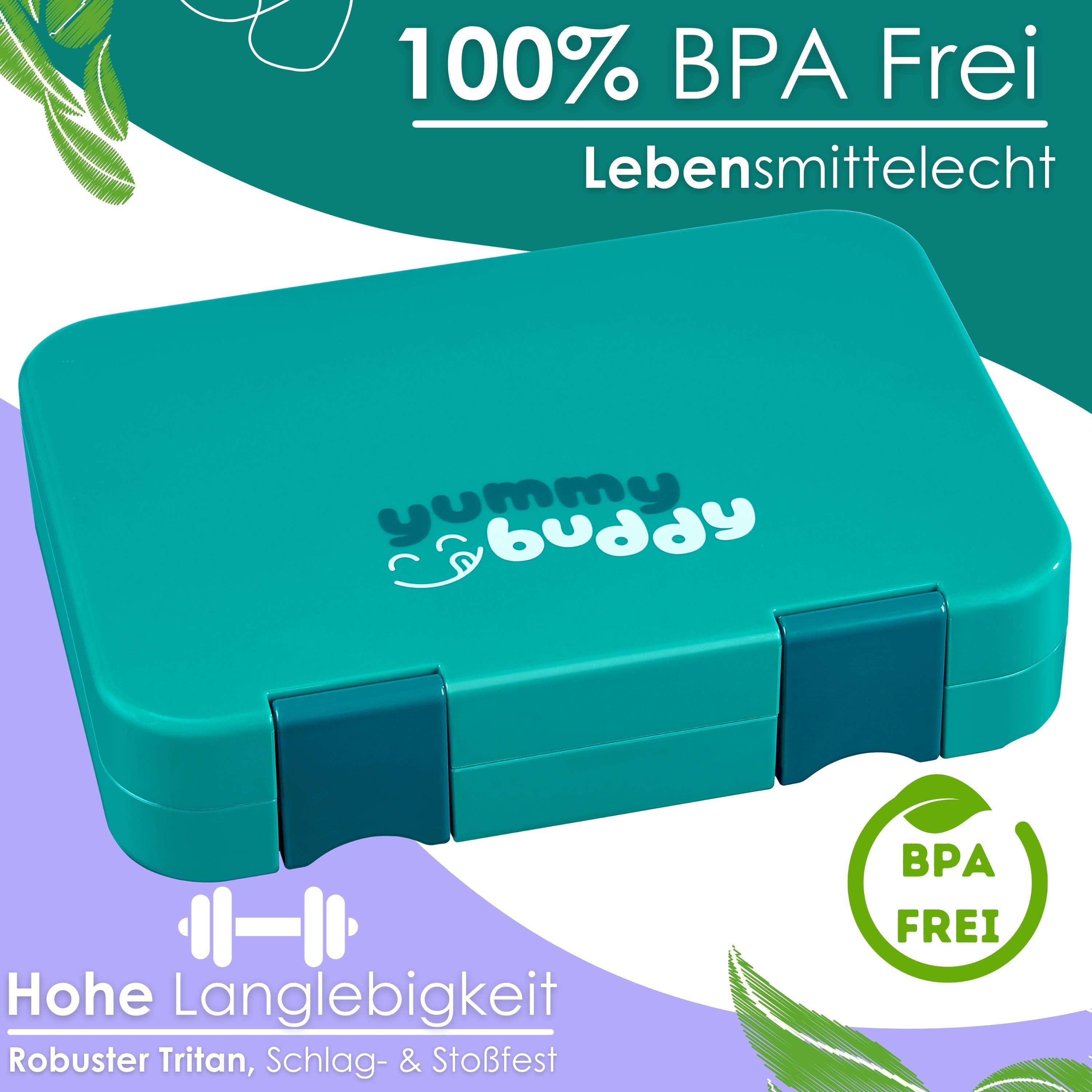 Ecosa yummy buddy Kinder Snackbox mit 6 Fächern Petrol