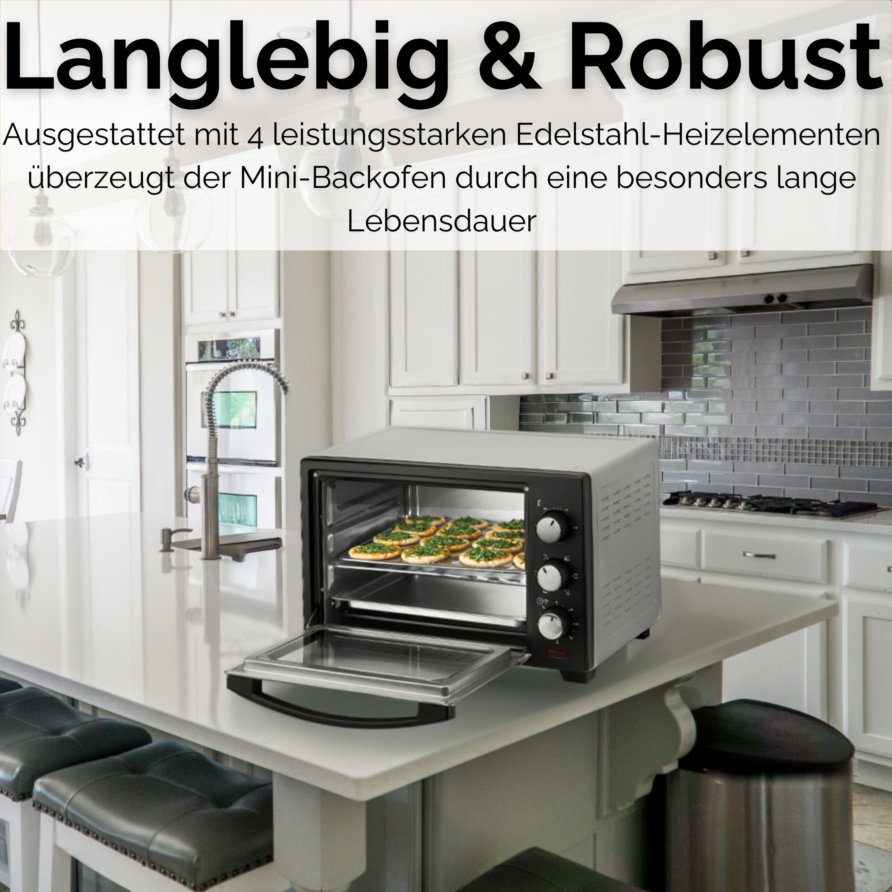 Steinborg SB-3012 Minibackofen 25 Liter Silber