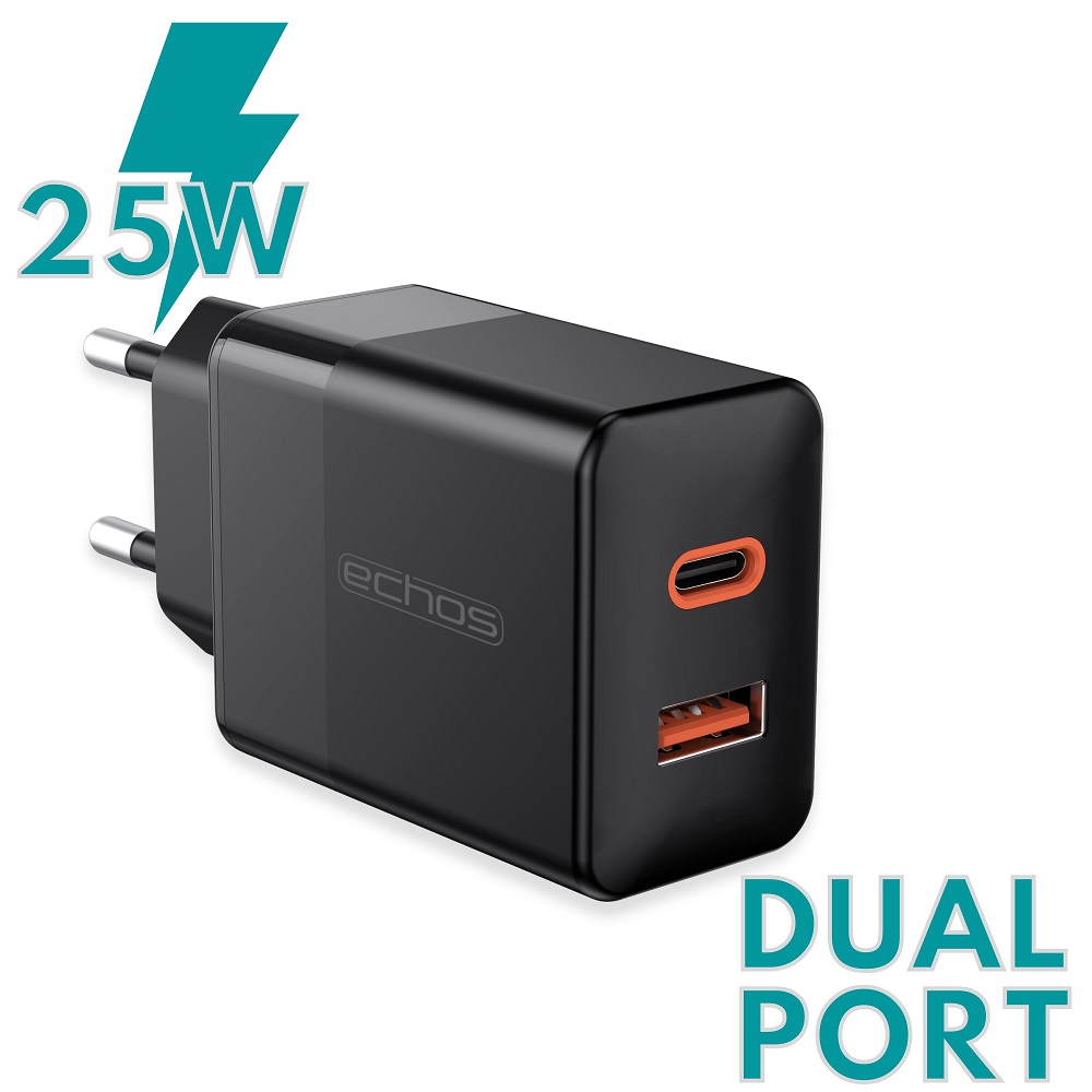 Echos Eco-4043 Dual Port Schnellladegerät 25W schwarz