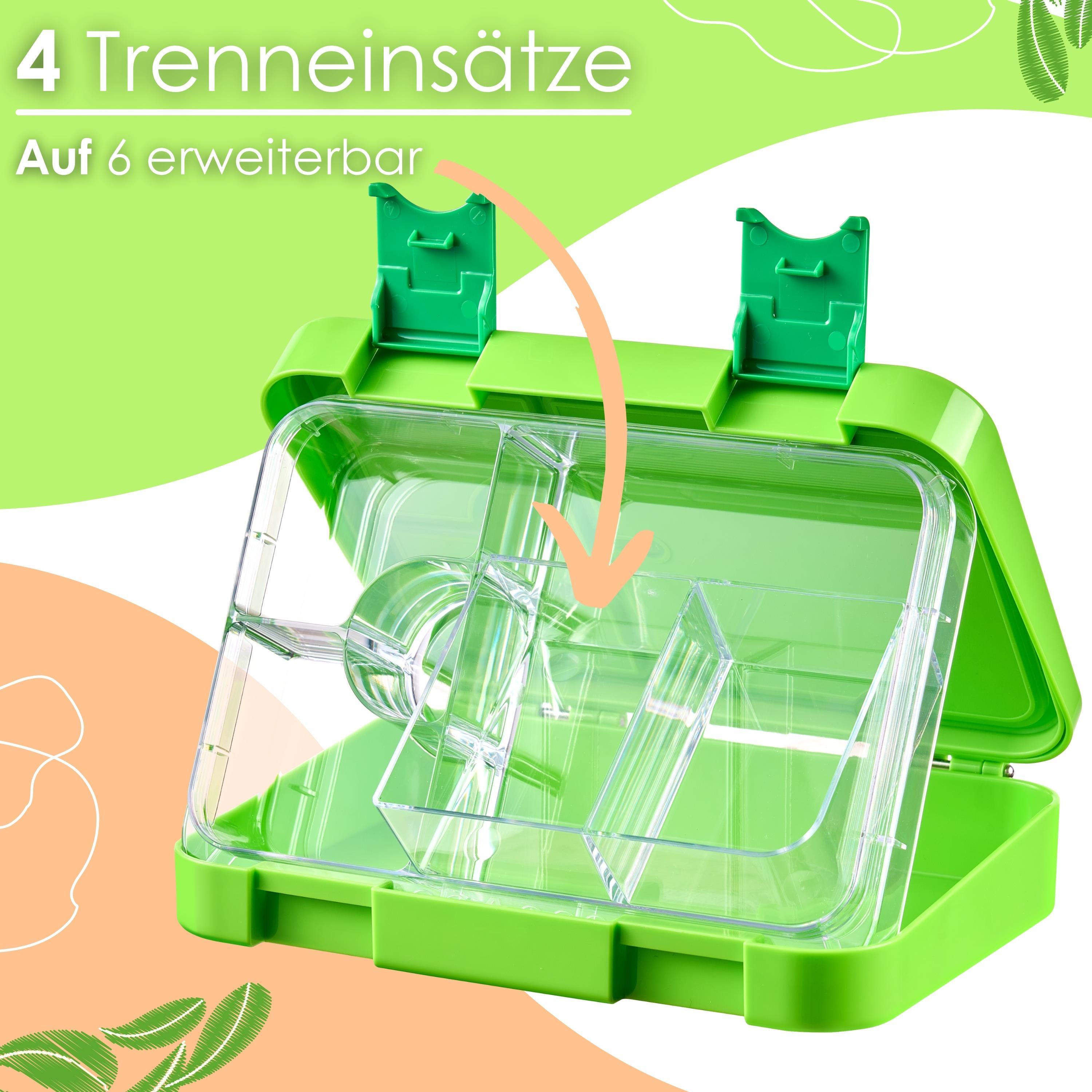 Ecosa yummy buddy Kinder Snackbox mit Fächern Grün