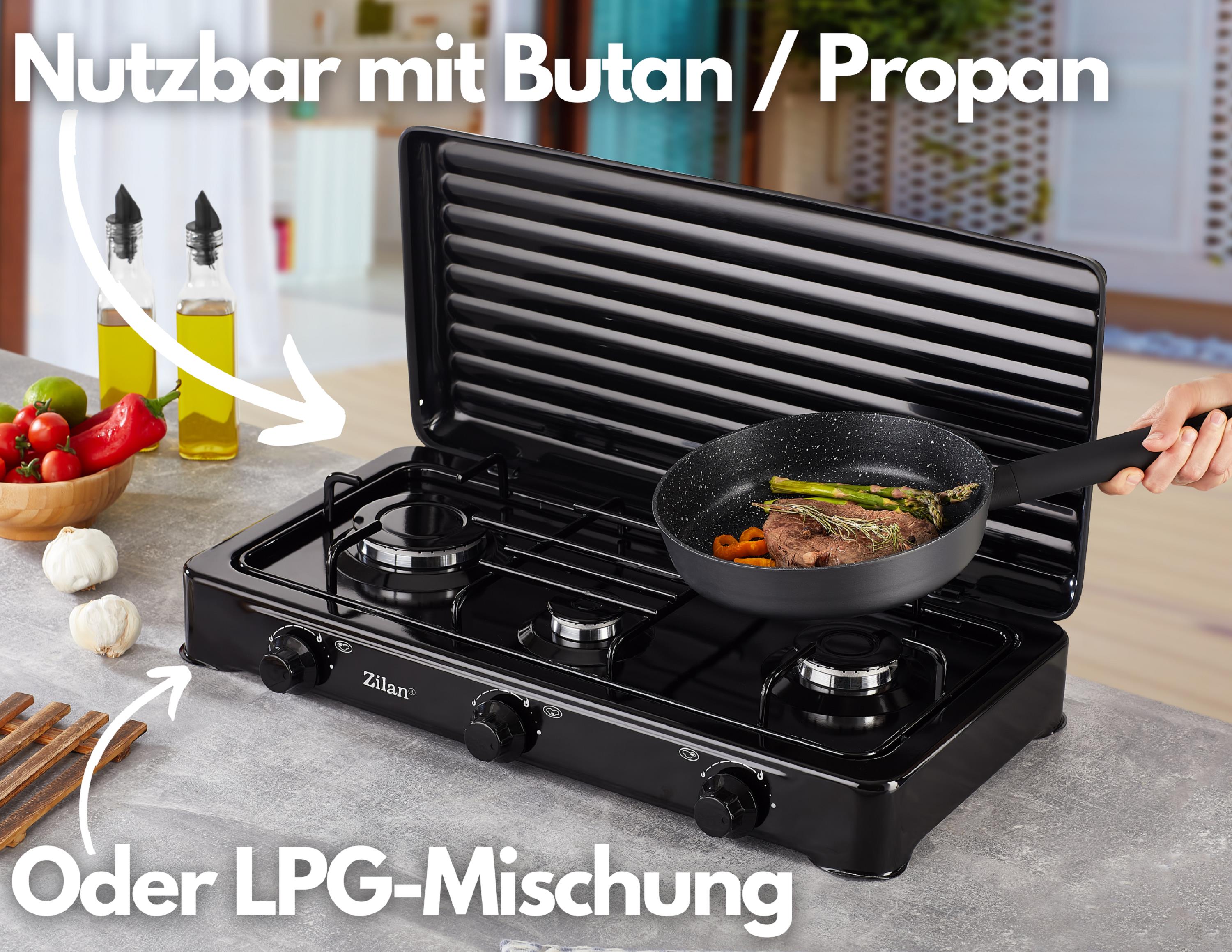 Zilan ZLN-0032 Gaskocher 3-Flammig Schwarz