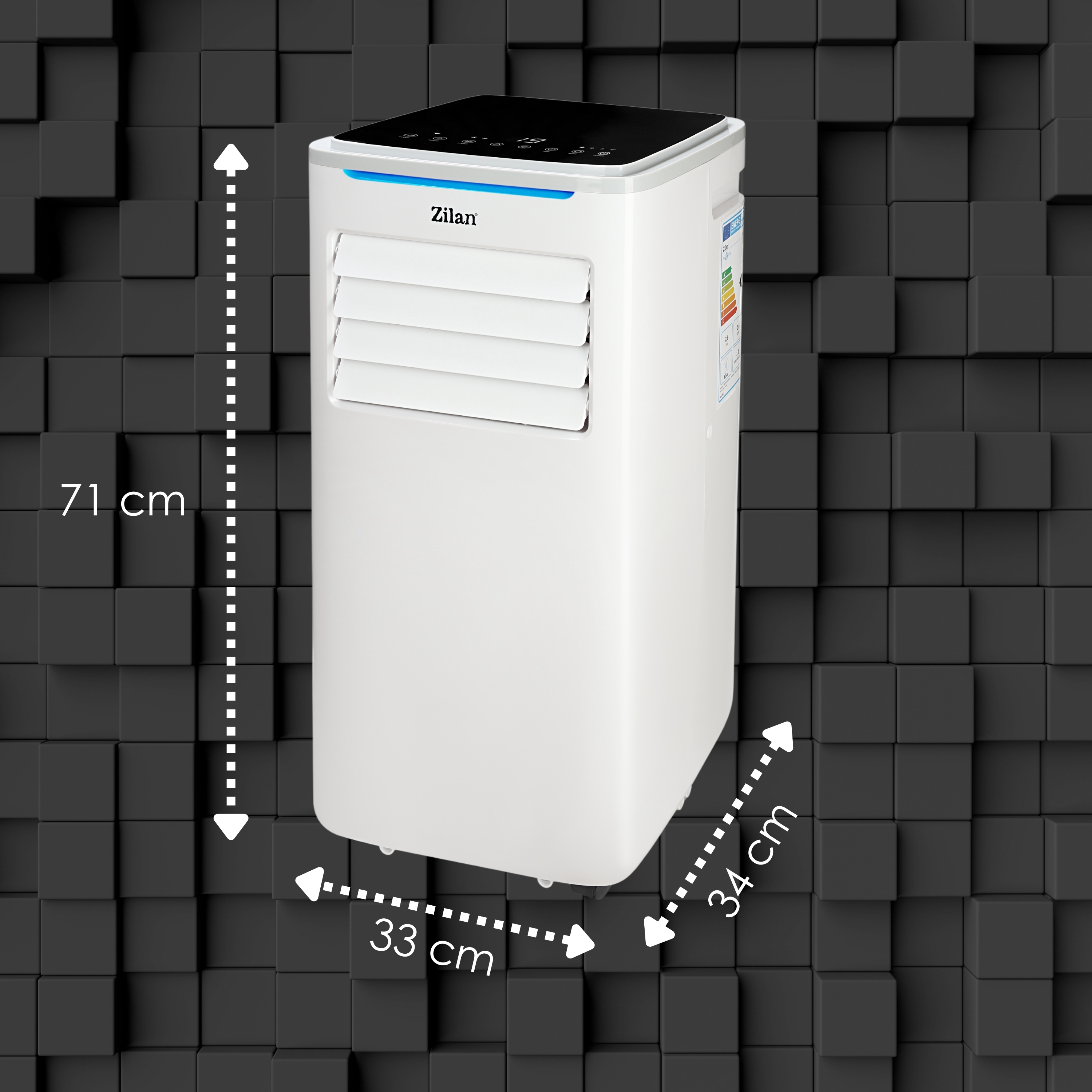 Zilan Klimaanlage 3in1 wifi mobil Fensterabdichtung mit Abluftschlauch Fernbedienung