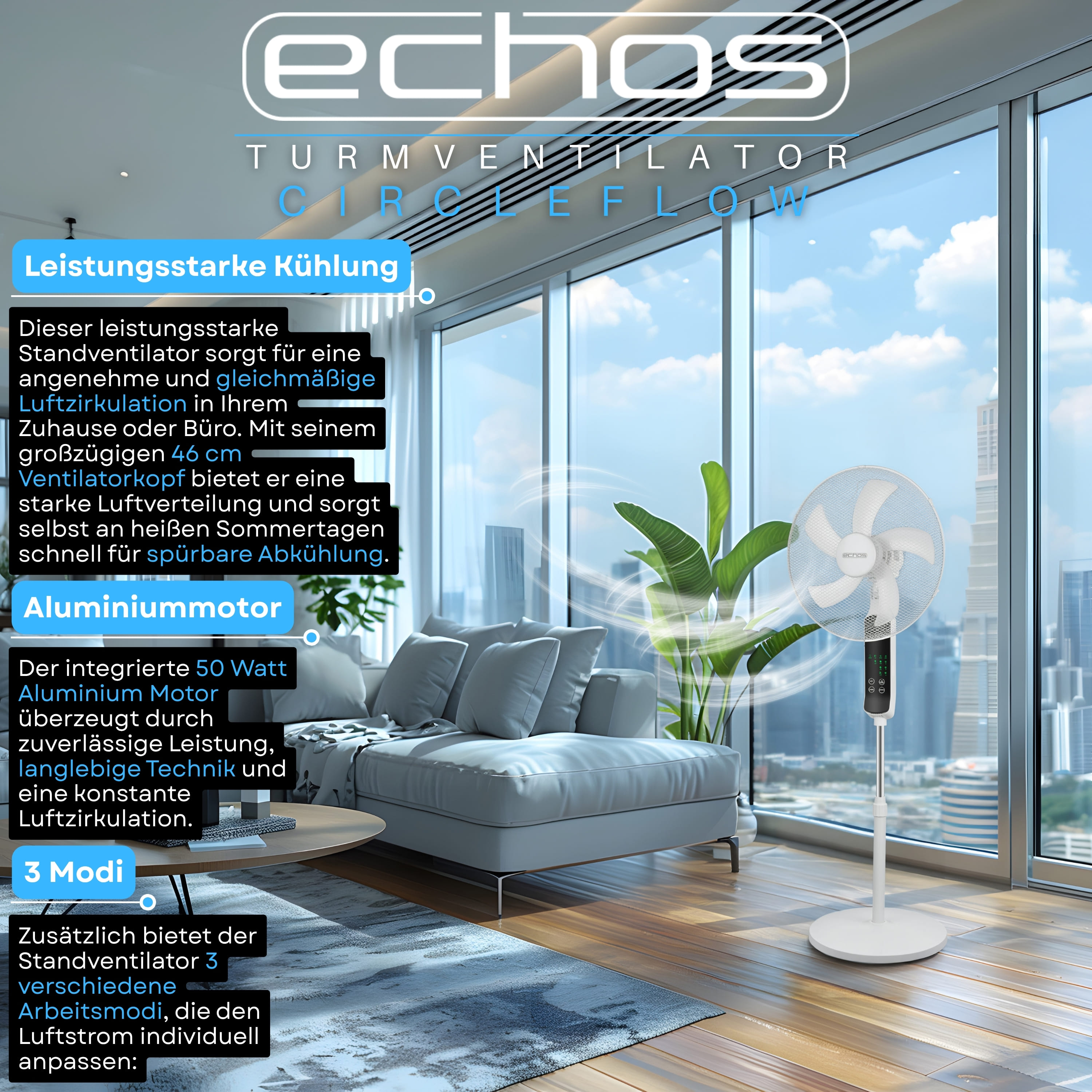 Echos Eco-1241 Standventilator