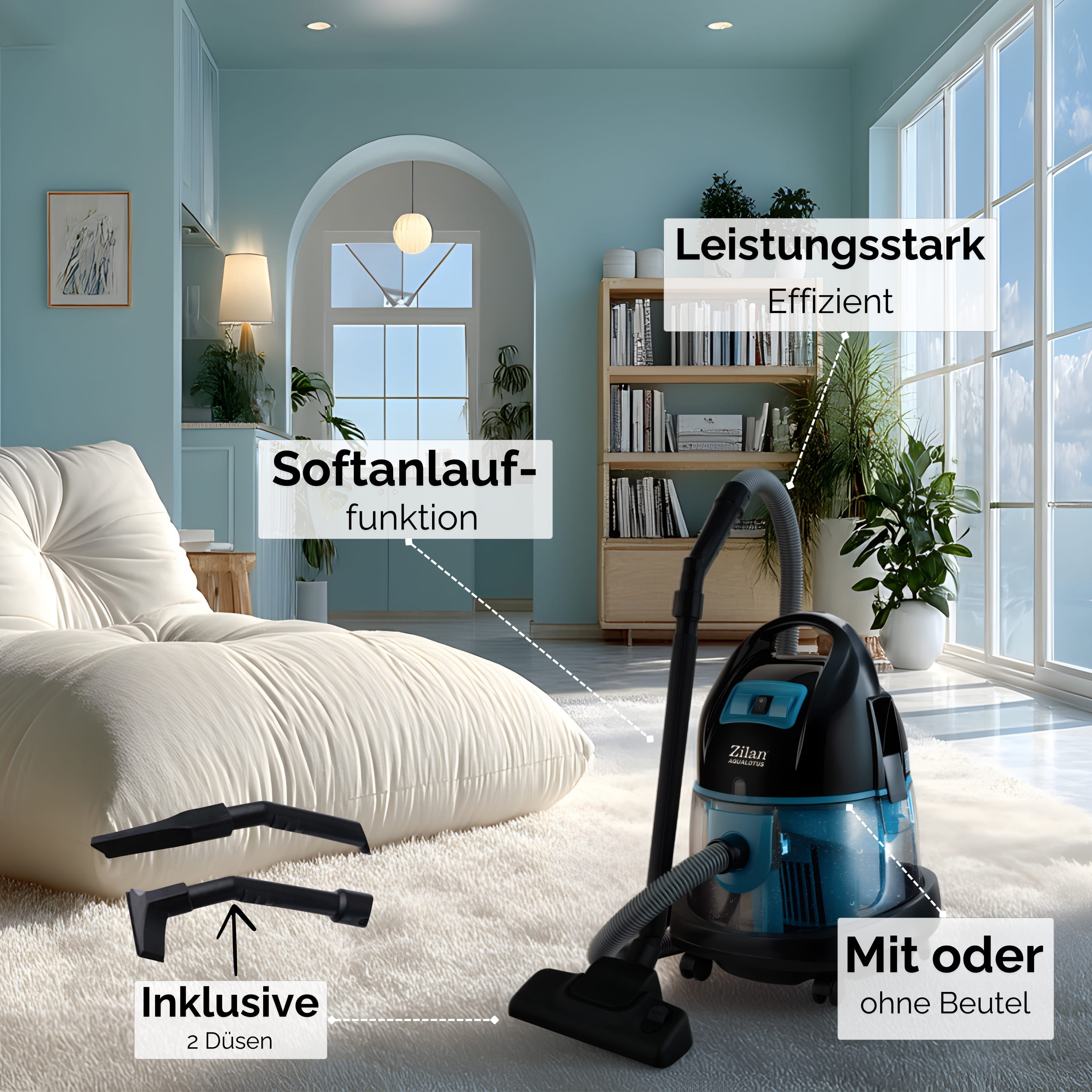 Zilan ZLN-8945 Wassersauger BLAU Zilan ZLN-8945 Wassersauger BLAU